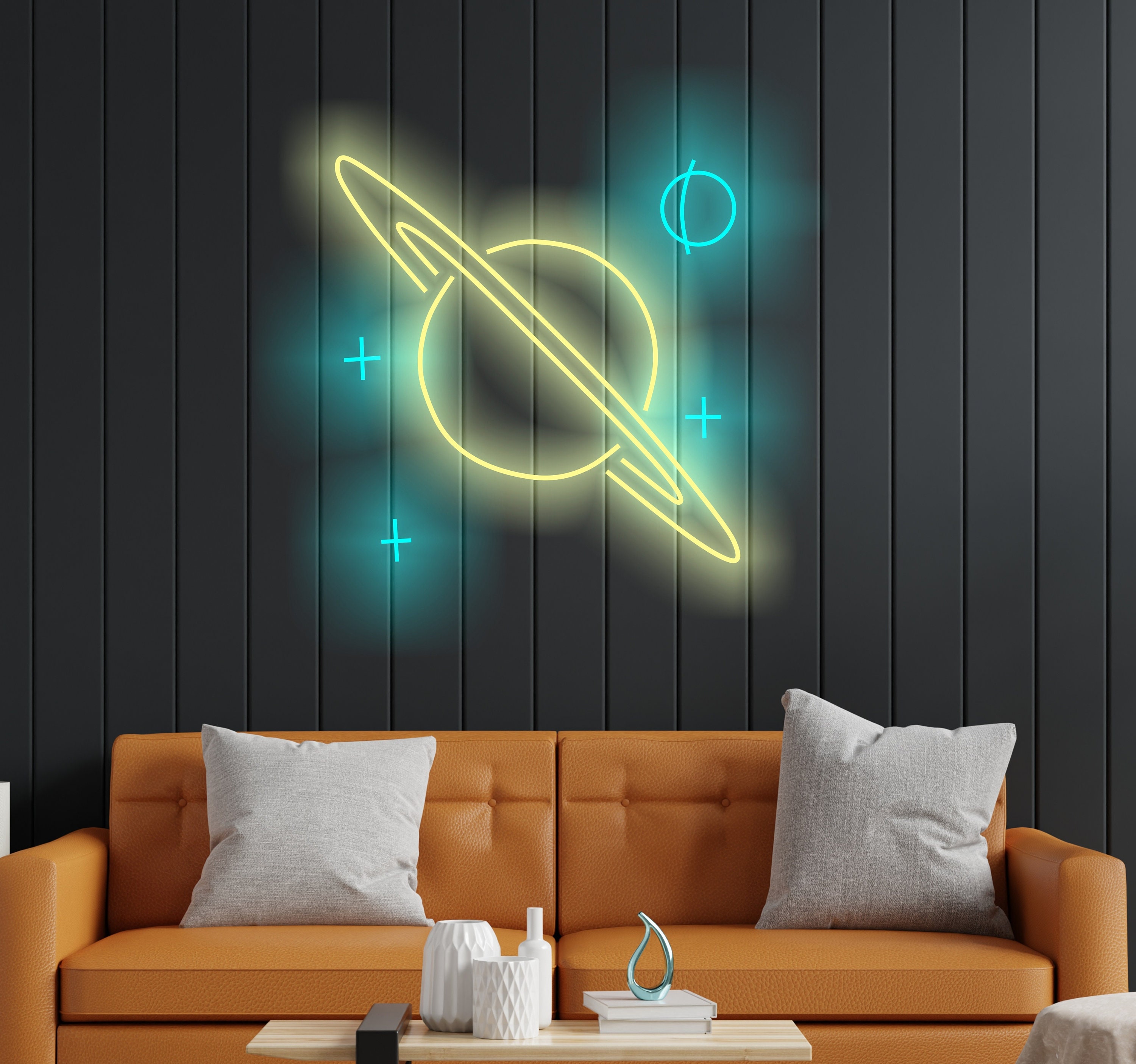 Planet Neon Sign, Saturn Planet Neon Sign, Planet Galaxy Neon Signs, Custom Saturn Led Decor, Space Led Neon