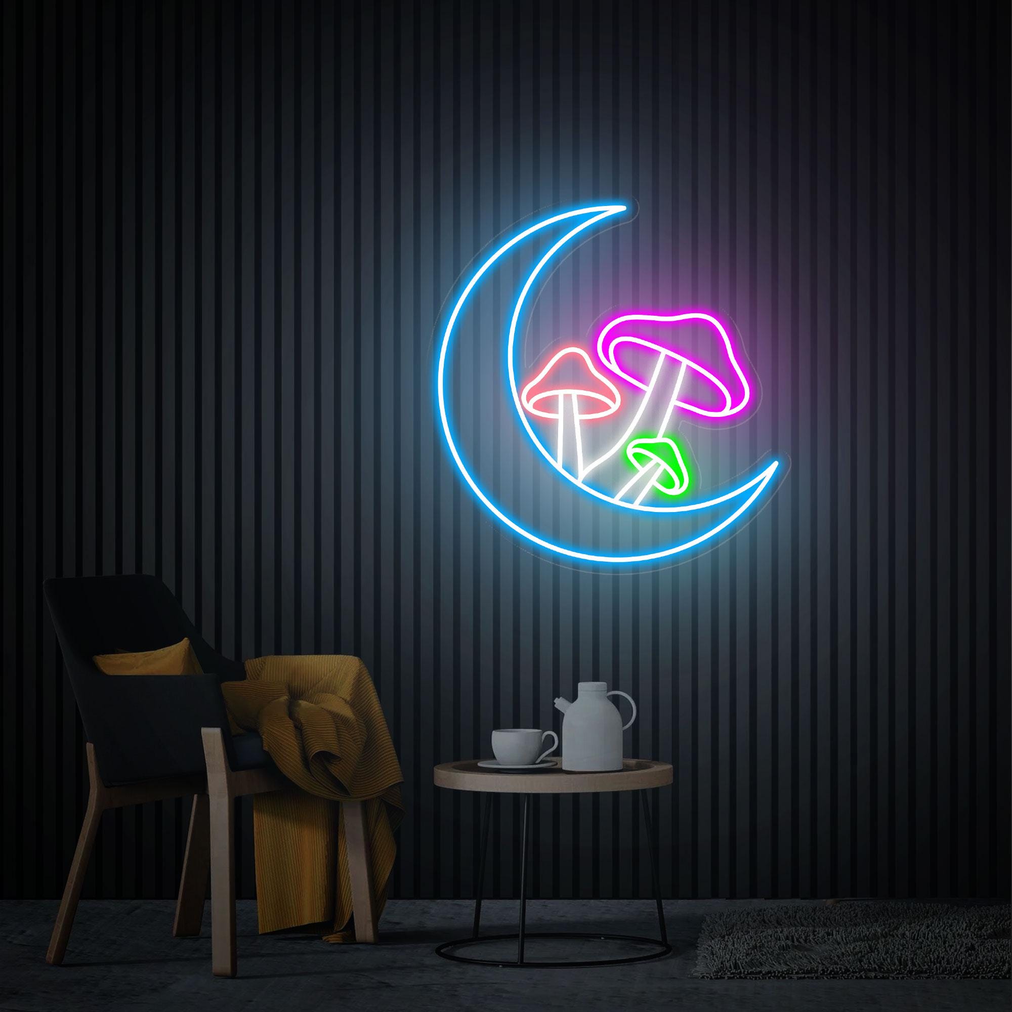 Moon Mushroom Neon Sign, Moon Phase Mushroom Neon Light, Custom Mushroom Neon Sign, Neon Wall Art Gift, Kids Room Decor Personalized Gifts