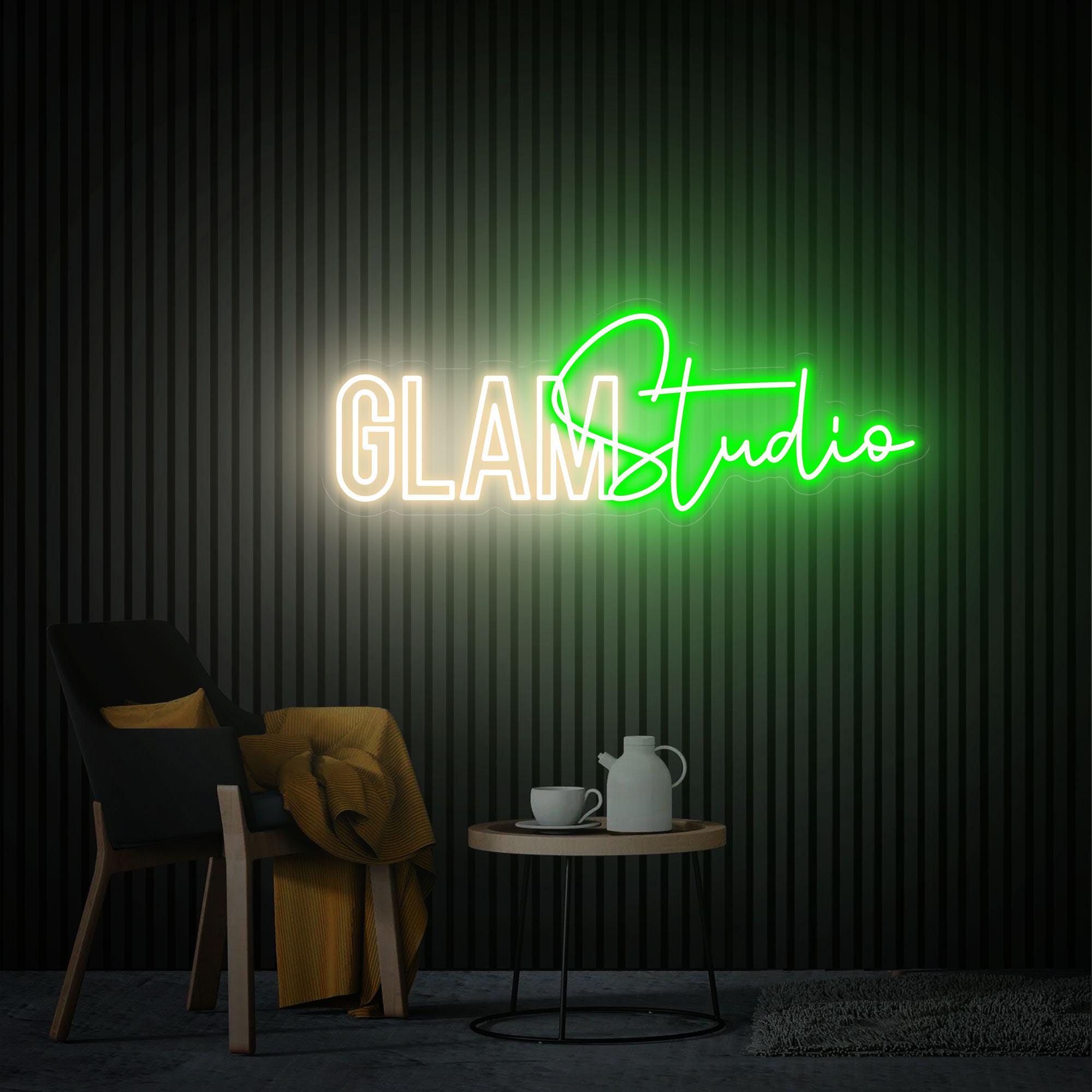 Glam Studio Neon Sign, Custom Beauty Salon Led Sign, Neon Wall Art, Hair Makeup Skin Nails Room Decor, Salon Welcome Sign New Business Gifts