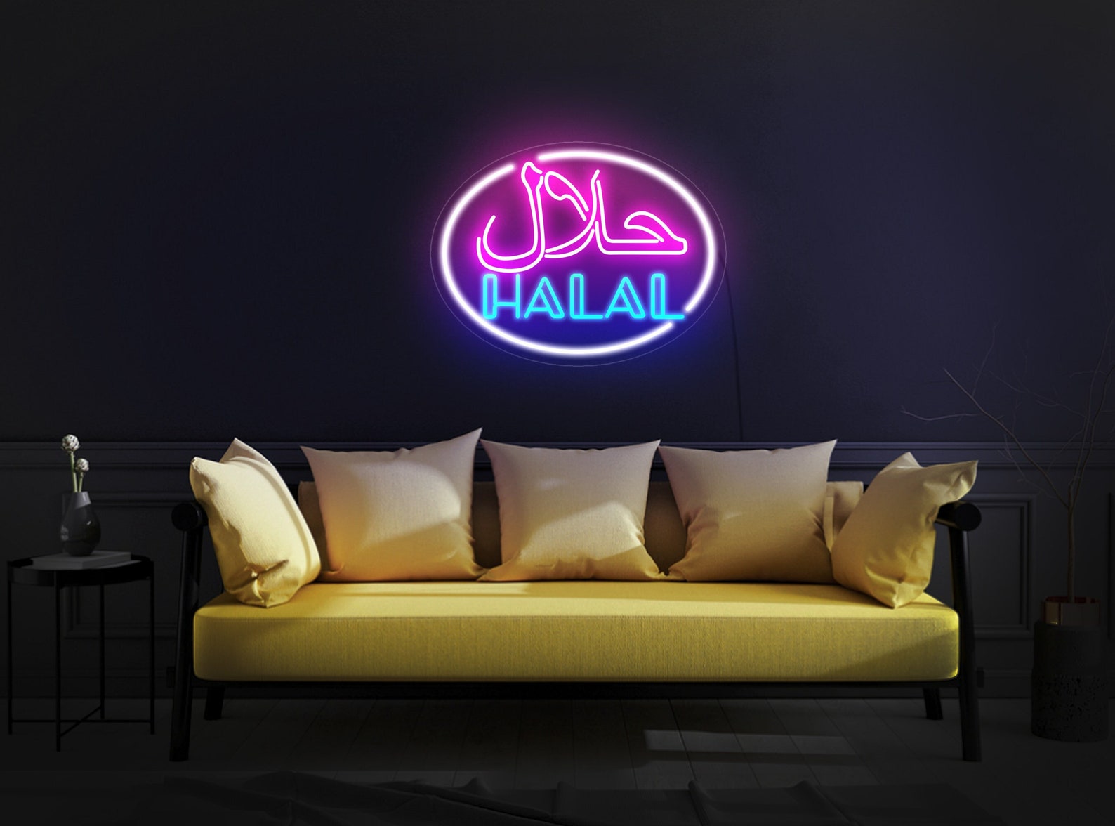 Halal Neon Sign, Halal Food Neon Sign, Islam Neon Sign, Arabic Neon, Halal Restaurant Neon Sign, Halal Wall Decor
