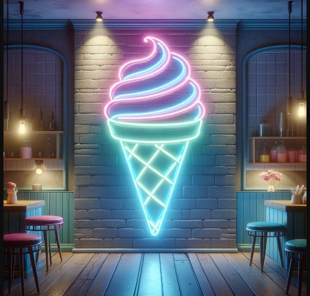 Ice Cream Neon Signs, Wall Hangings Decor For Home, Bar Neon Sign, Kitchen Decor