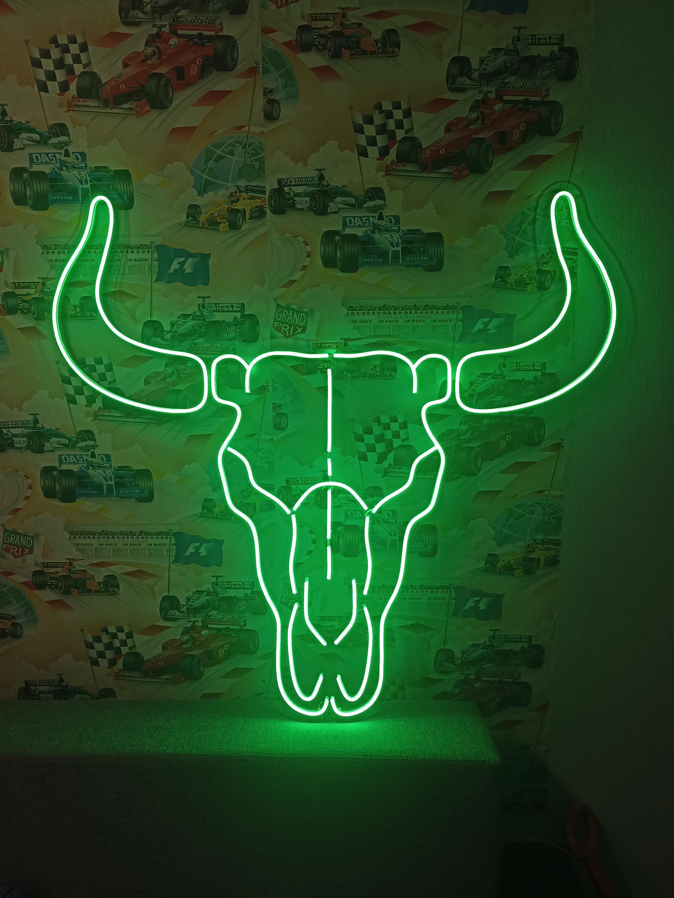Bull Skul Neon Sign, Longhorn Skull Neon Sign, Cow Skull Neon Sign, Western-Themed Neon Sign