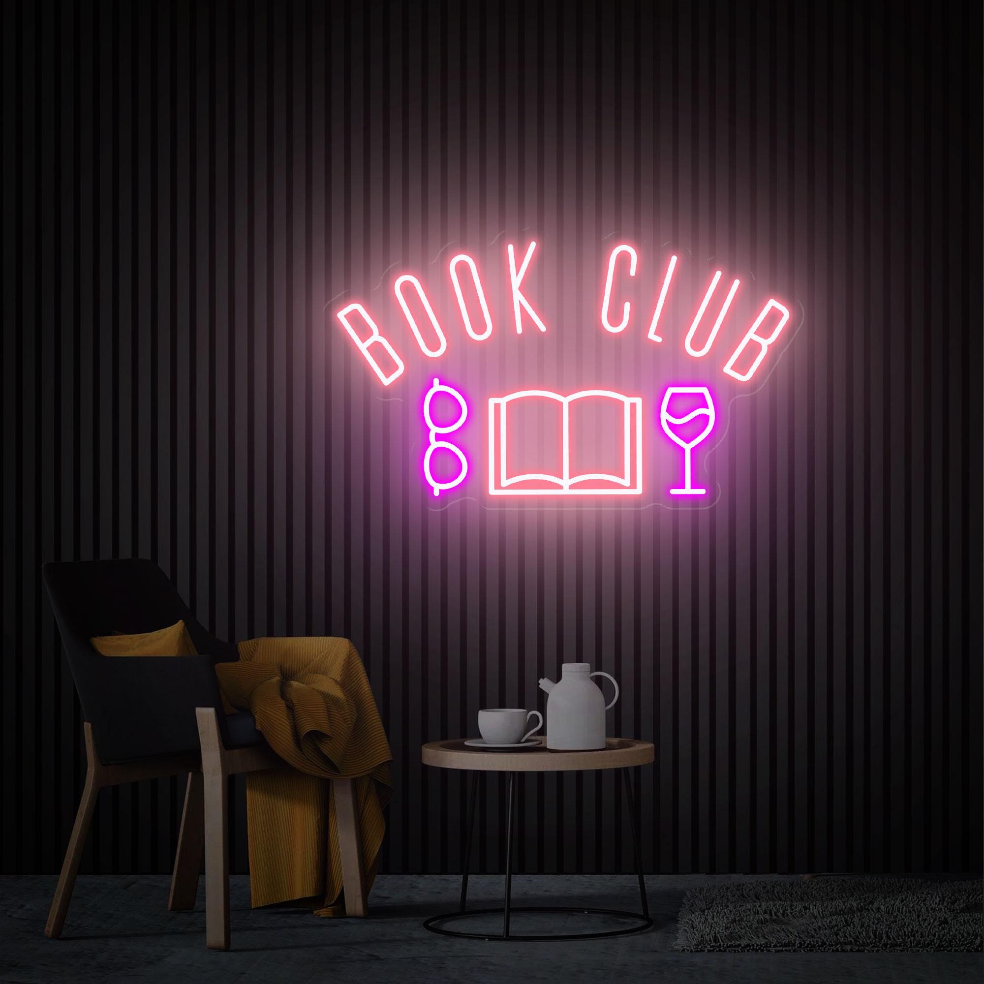 Book Club Neon Sign, Custom LED Neon Sign For Party, Neon Light Dining Room Wall Decor Art, Housewarming Party Gift LED Light