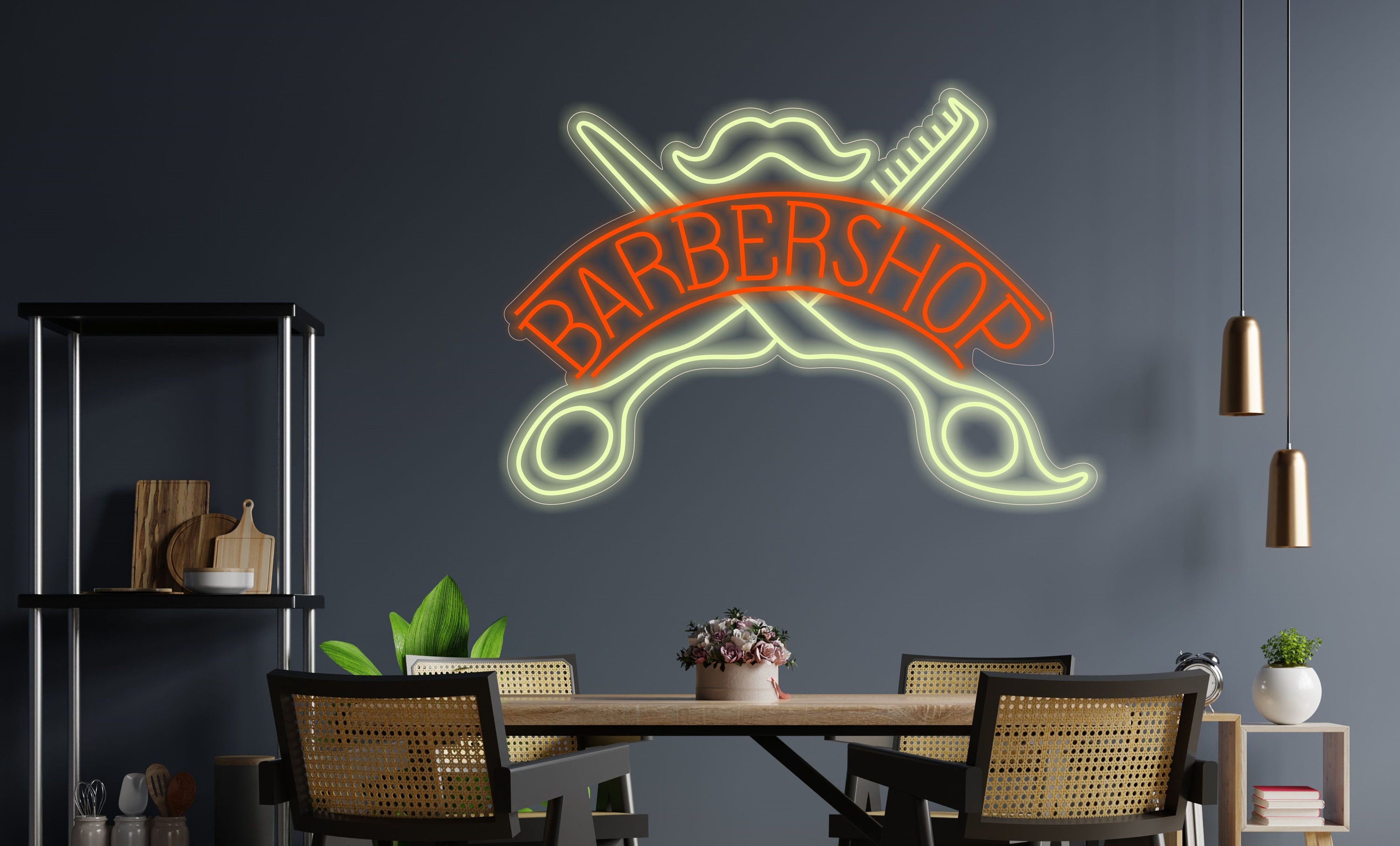 Barbershop Neon Sign, Custom Neon Sign For Barbershop, Barbershop Open Sign, Neon Haircut Sign, Neon Sign For Men's Grooming, Wall Decor