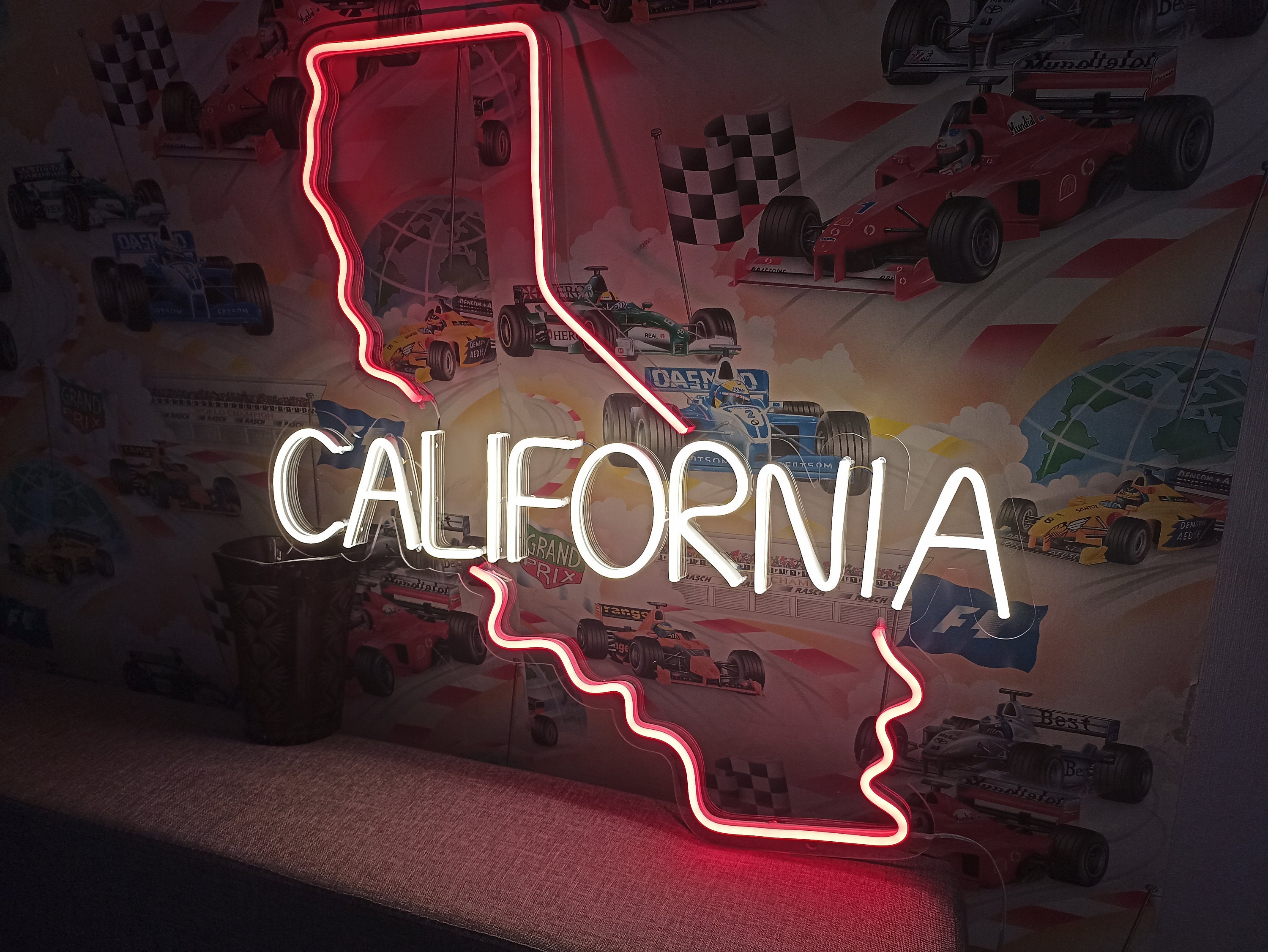Neon Sign California State Map, Neon Map State Of California, California Map Neon, California Neon Sign, American Map State Neon Sign