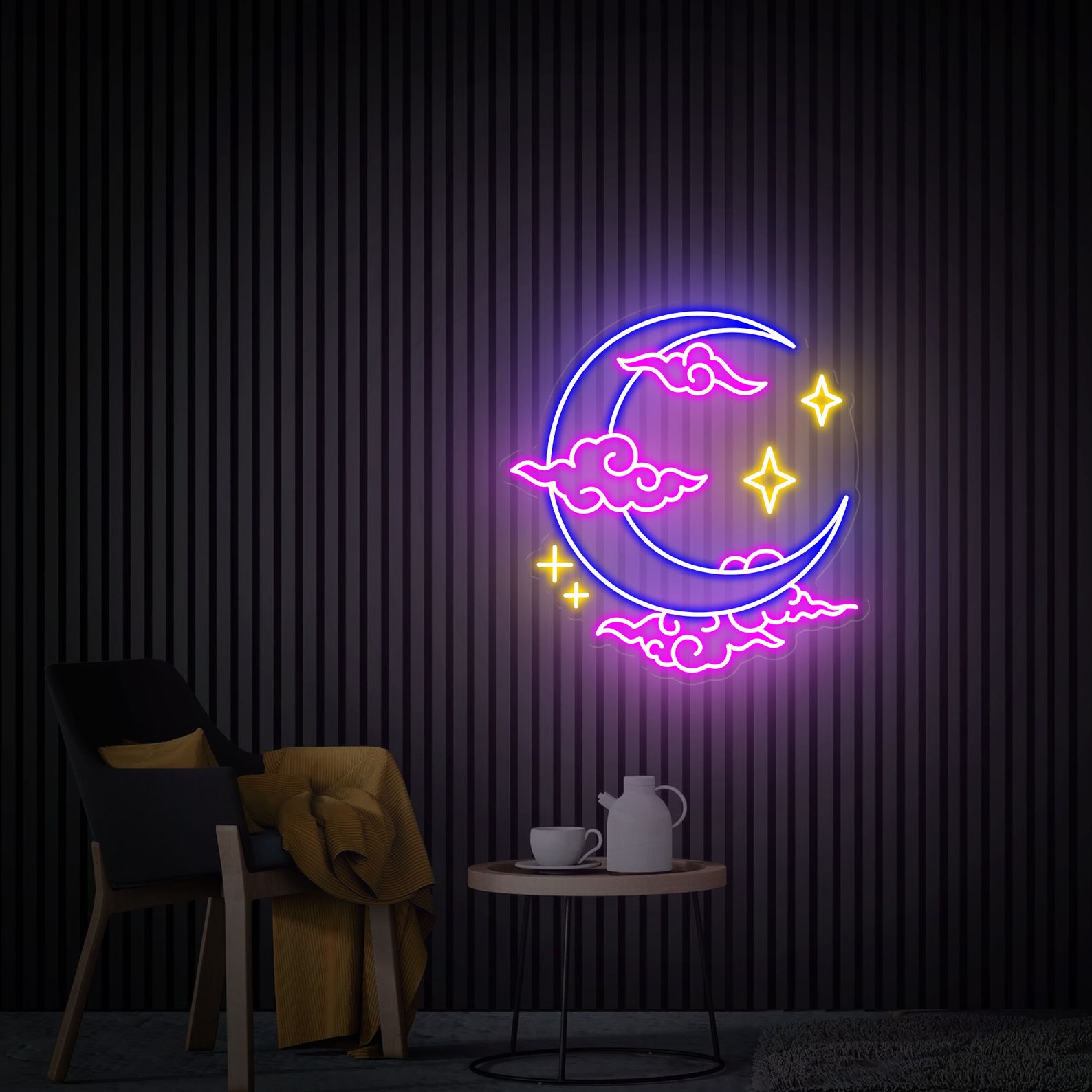 Moon Cloud Star Neon Sign, Neon Sign Art, Handmade Neon Gifts, Bedroom Neon Sign, Moon Led Wall Light, Custom Neon Light Sign
