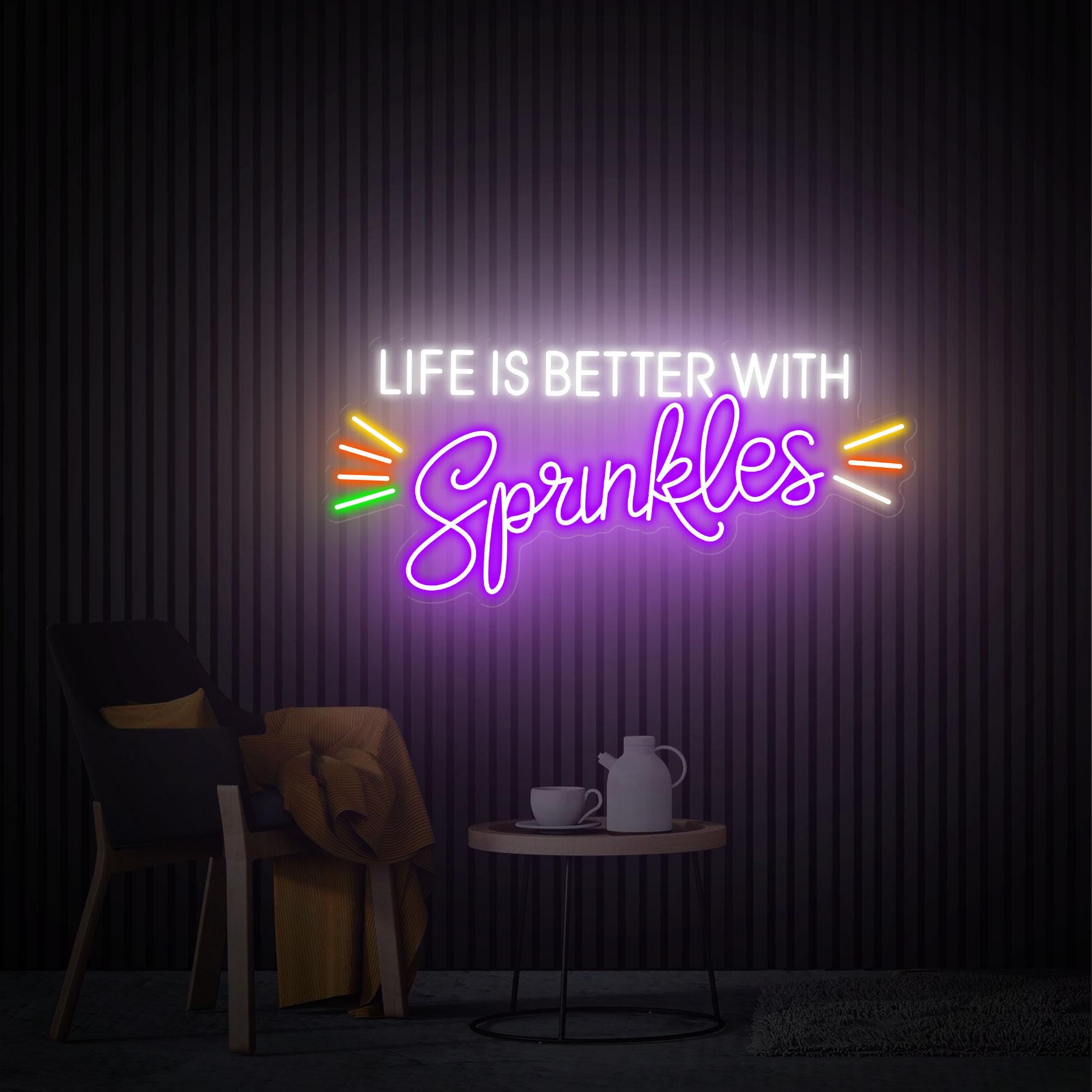 Life is Better With Sprinkles Neon Sign, Summmer Decor Custom Neon Sign, Sprinkles Decor, Desert Bar Sign Decoration, Open Welcome Sign Gift