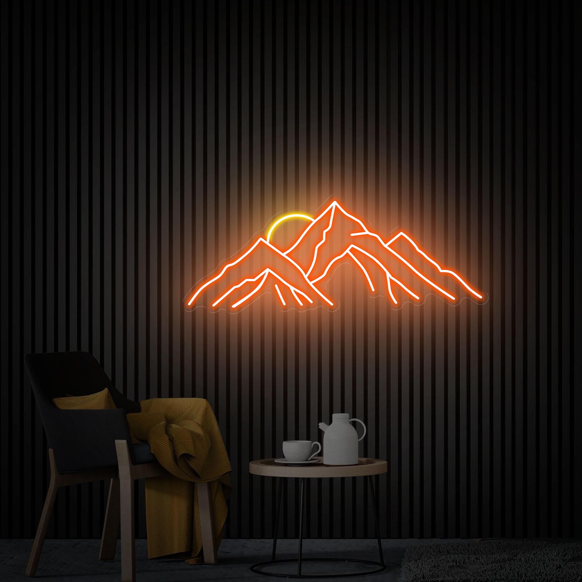 Mountain Neon Sign, Mountain with Sunset Led Sign, Mountain Wall Art, Neon Sign Wall Art, Aesthetic Room Decor, Custom Neon Sign, Best Gift