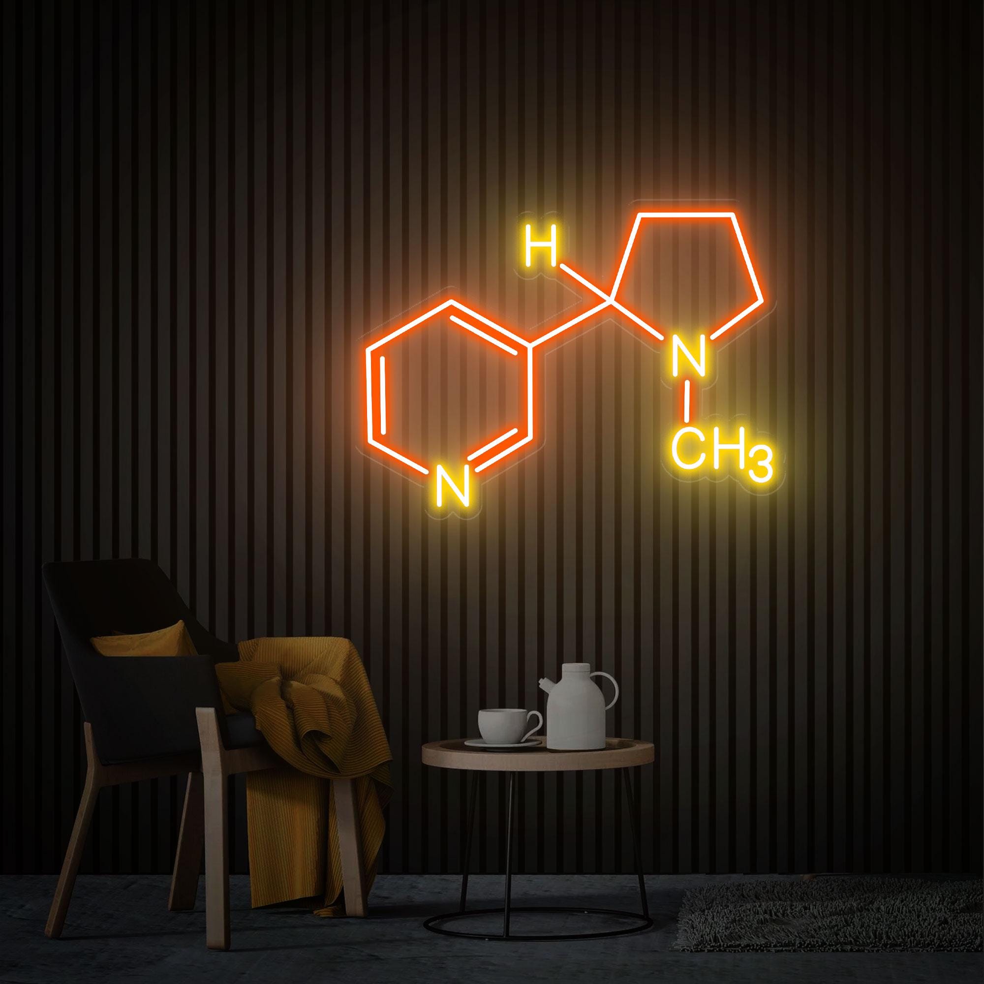 Nicotine Molecule Neon Sign, Nicotine Wall Art, Nicotine Wall Decor, Molecule Neon Light Custom Neon Sign Gifts for Husband Bedroom Decor