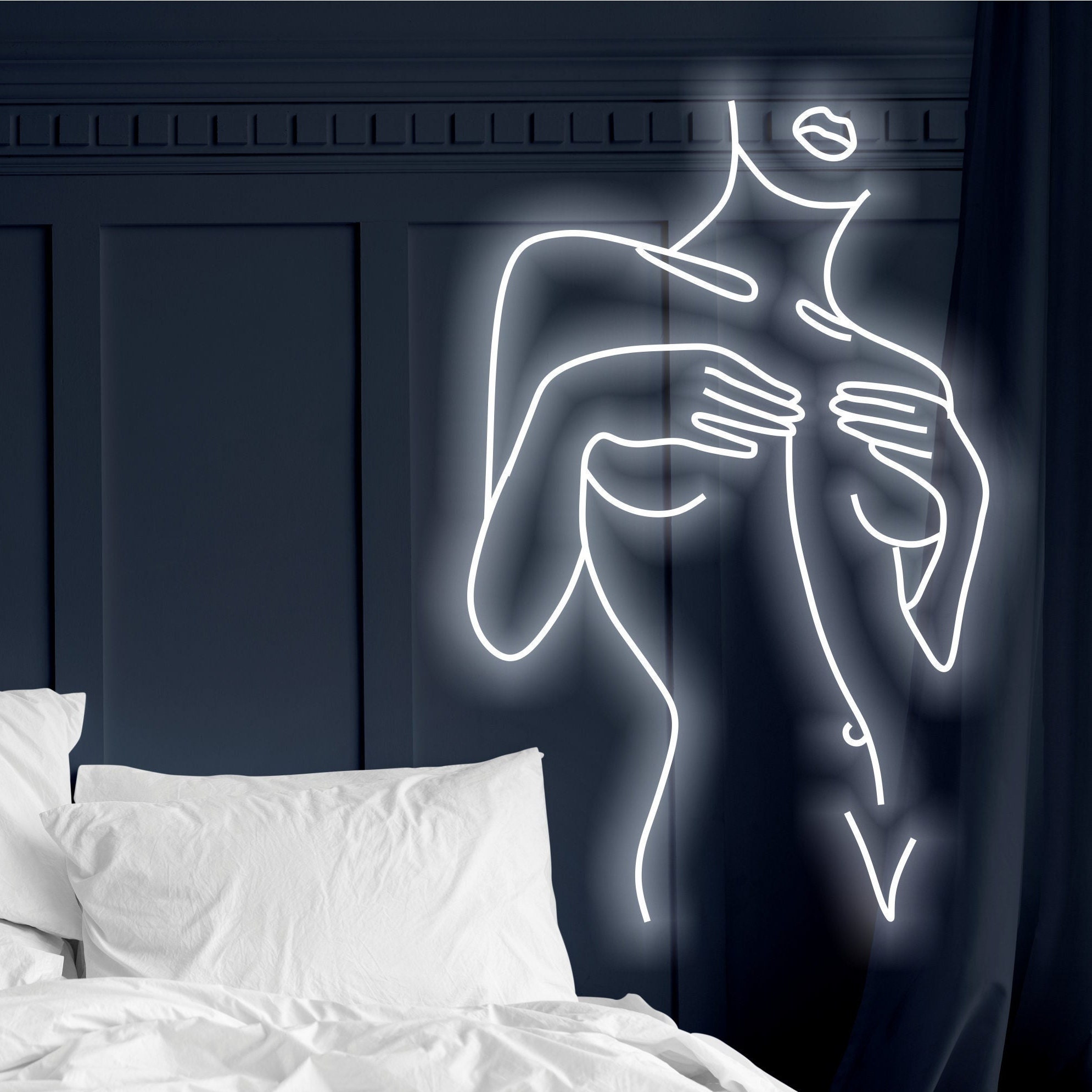 Neon Sign With Woman Silhouette, Custom Neon Sign Woman Figure, Female Form Neon Sign, Woman Body Contour Neon, Neon Sign Lady Outline