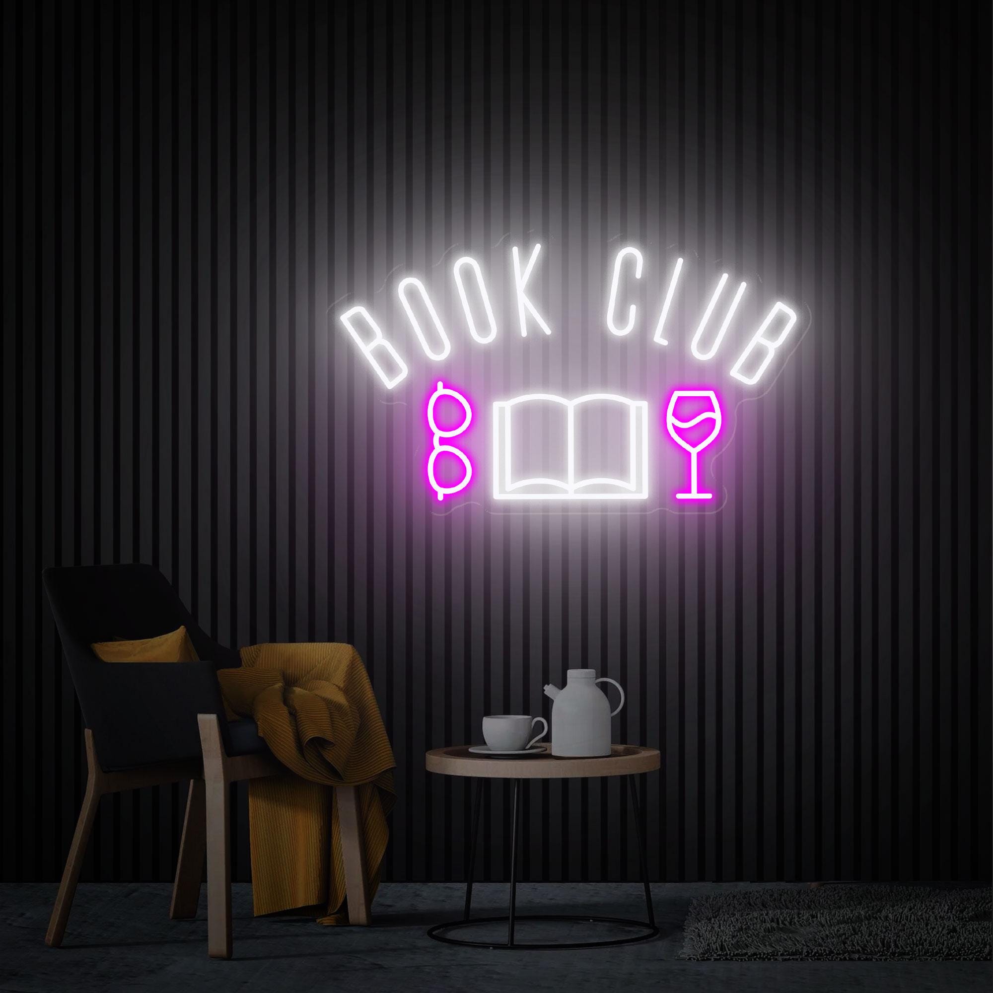 Book Club Neon Sign, Custom LED Neon Sign For Party, Neon Light Dining Room Wall Decor Art, Housewarming Party Gift LED Light