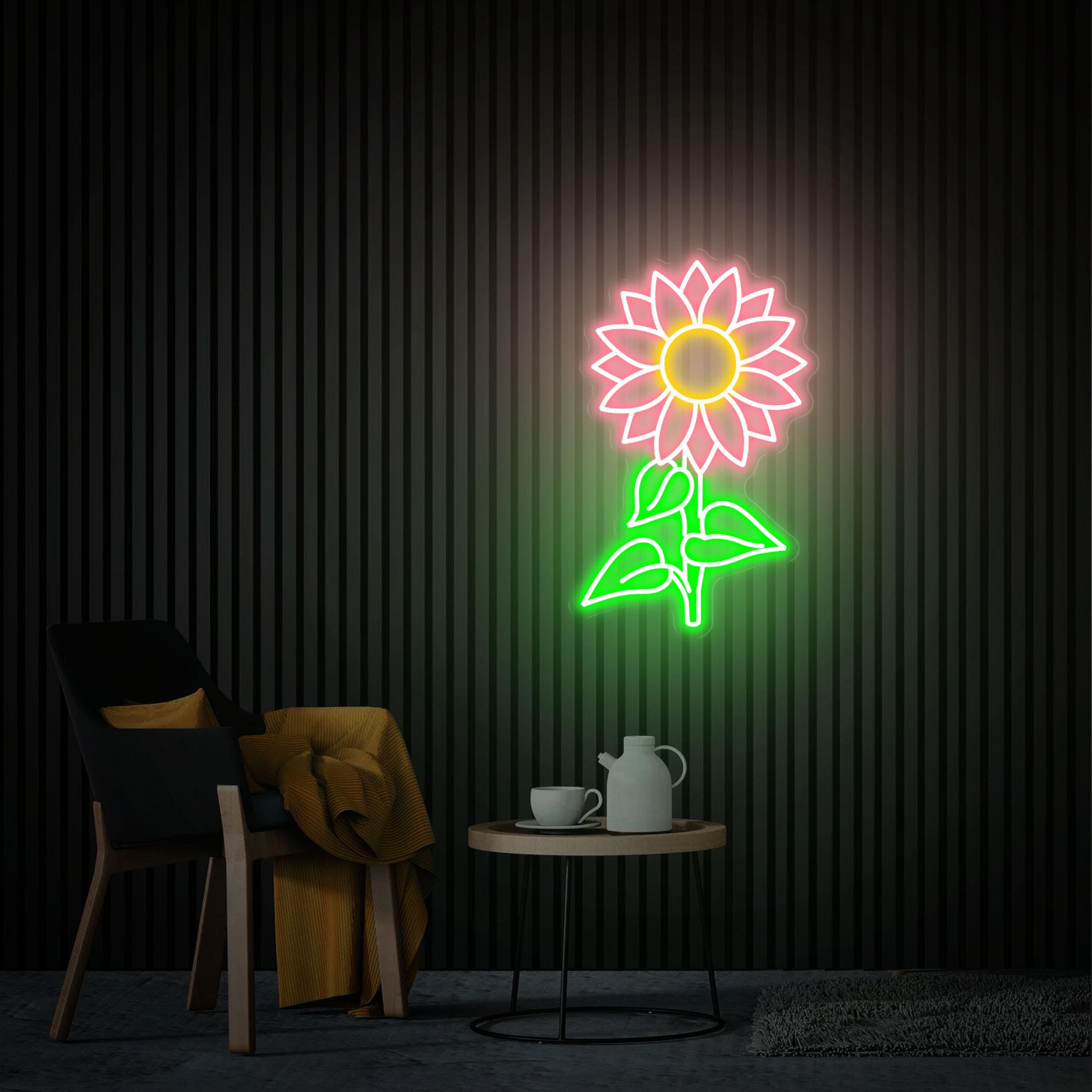 Sunflower Neon Sign, Sunflower Led Neon Light, Custom flower Neon Sign Gift for Her, Home Bedroom Decor, Wall Art Decor, Personalized Gifts