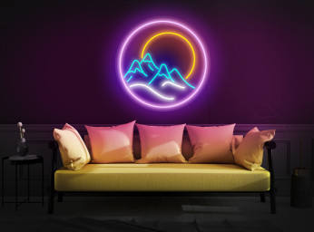 Mountain Neon Sign, Mountain Led Sign, Mountain Light Up Sign, Sunset Neon Sign, Neon Sign Bedroom, Mountain Wall Decor, Mountain Wall Art