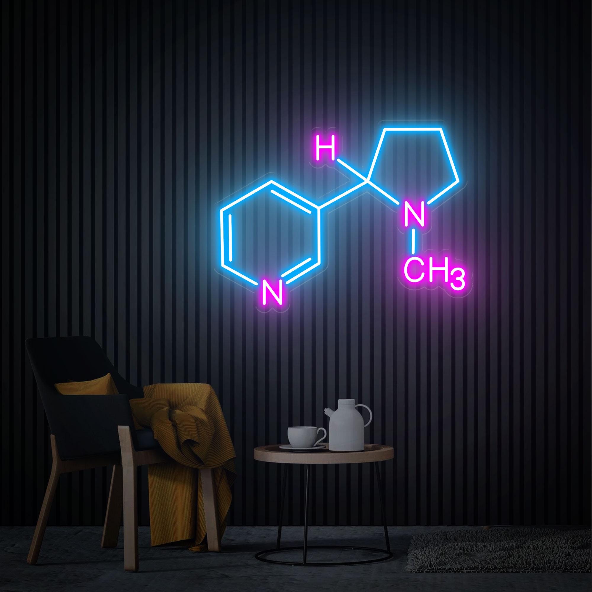Nicotine Molecule Neon Sign, Nicotine Wall Art, Nicotine Wall Decor, Molecule Neon Light Custom Neon Sign Gifts for Husband Bedroom Decor