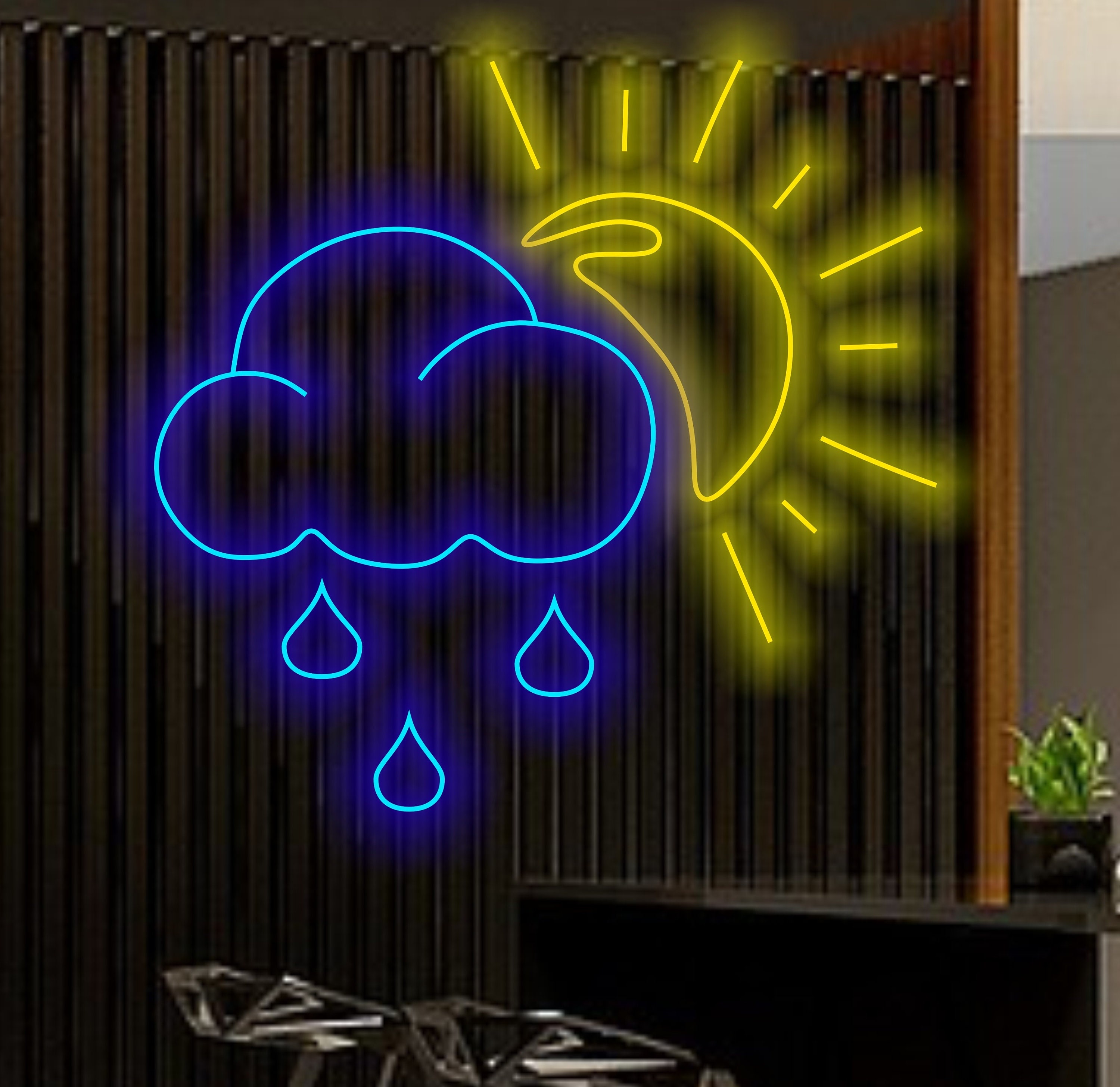 Sun And Cloud Neon Sign, Sun Neon Sign, Cloud Neon Sign, Decor Kids Room Neon Sign, Rainy Cloud Neon Sign, Rain Neon Sign, Gift Baby Room