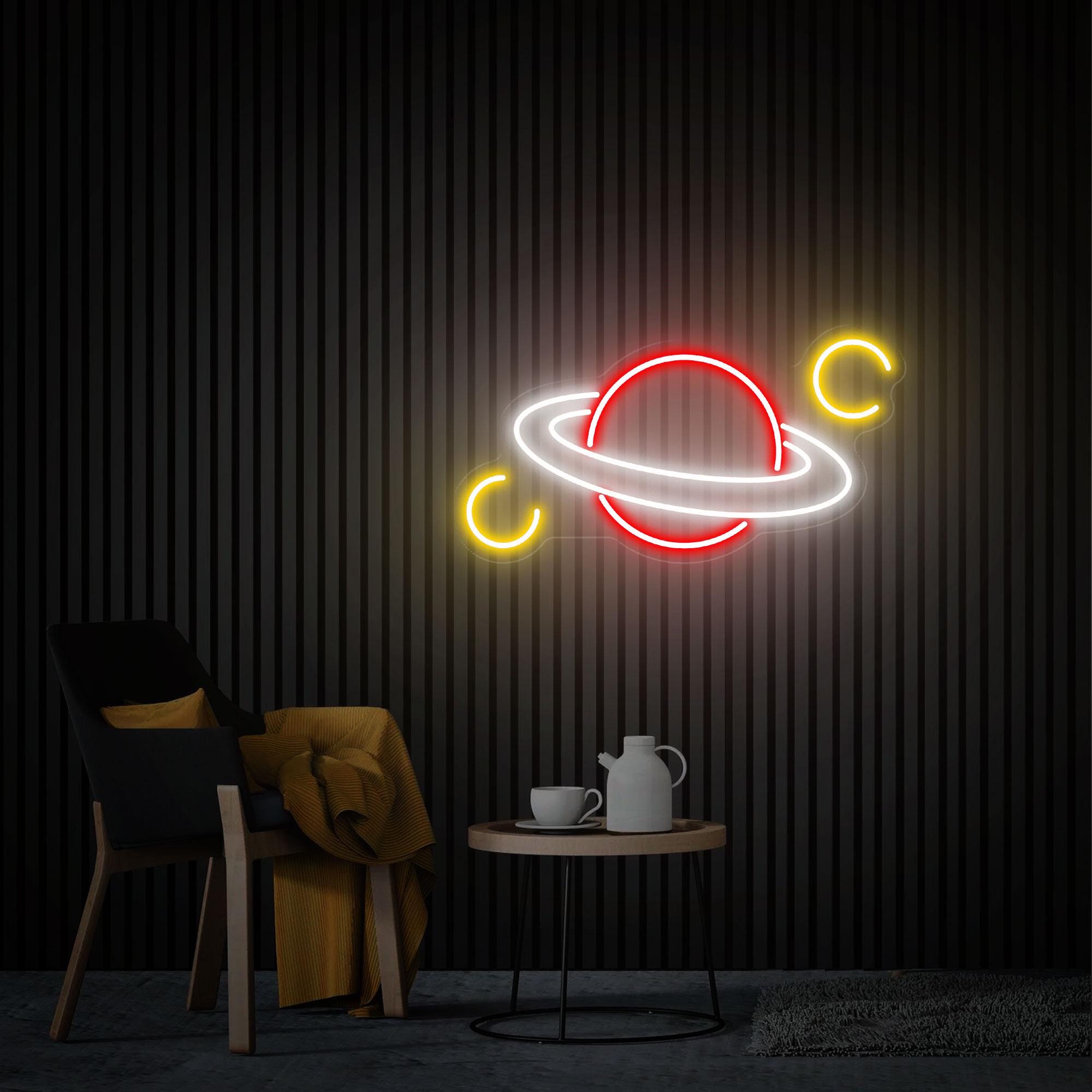 Planet Saturn Neon Sign Custom Planet Neon Sign Neon Wall Art Bedroom Decor Personalized Gift for Kids Custom Light Kids Room Office Decor