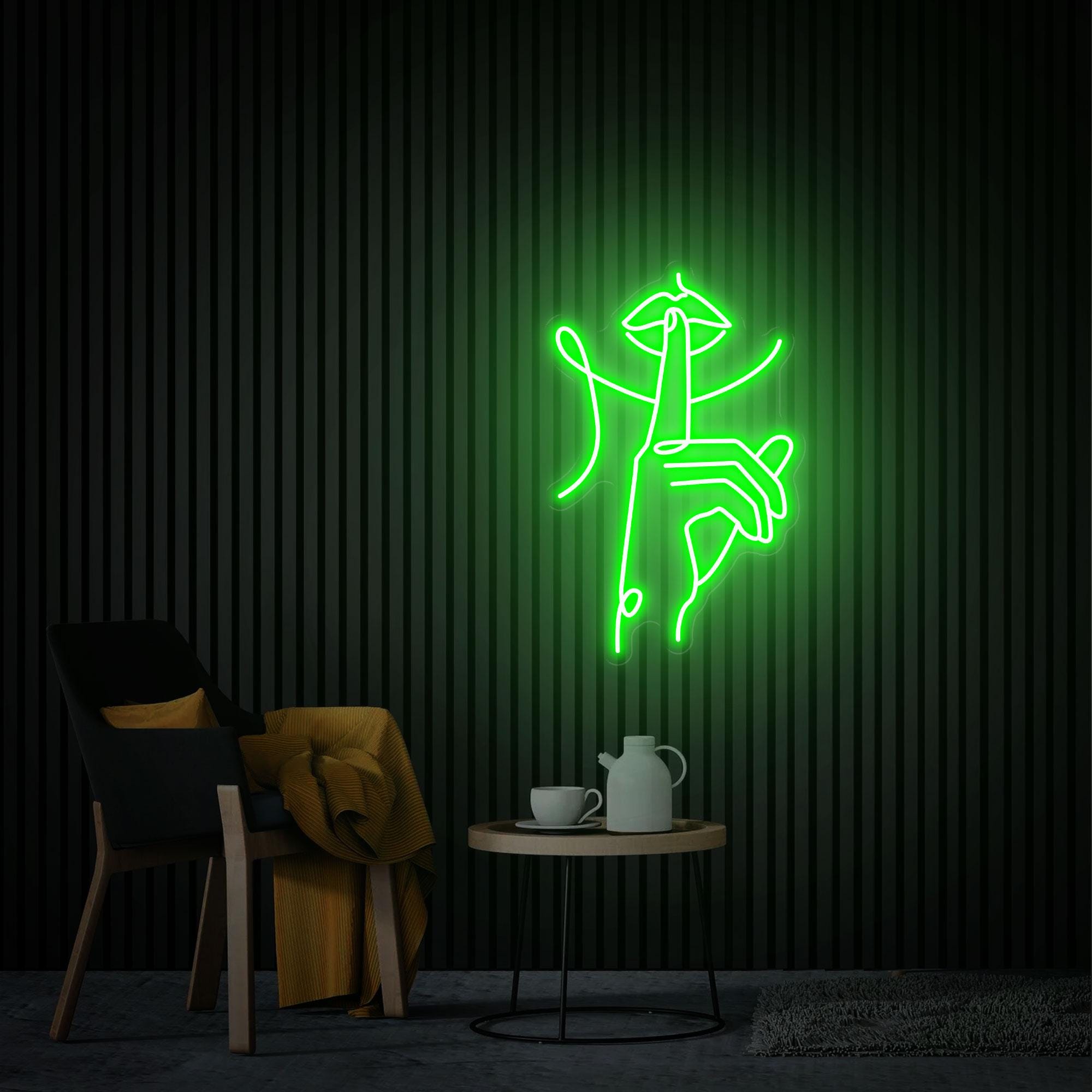 Hush Neon Sign Lips and Fingers Led Neon Light Bedroom Decor Custom Neon Sign Nail Studio Decor Lips Decor Led Light Sign for Beauty Salon