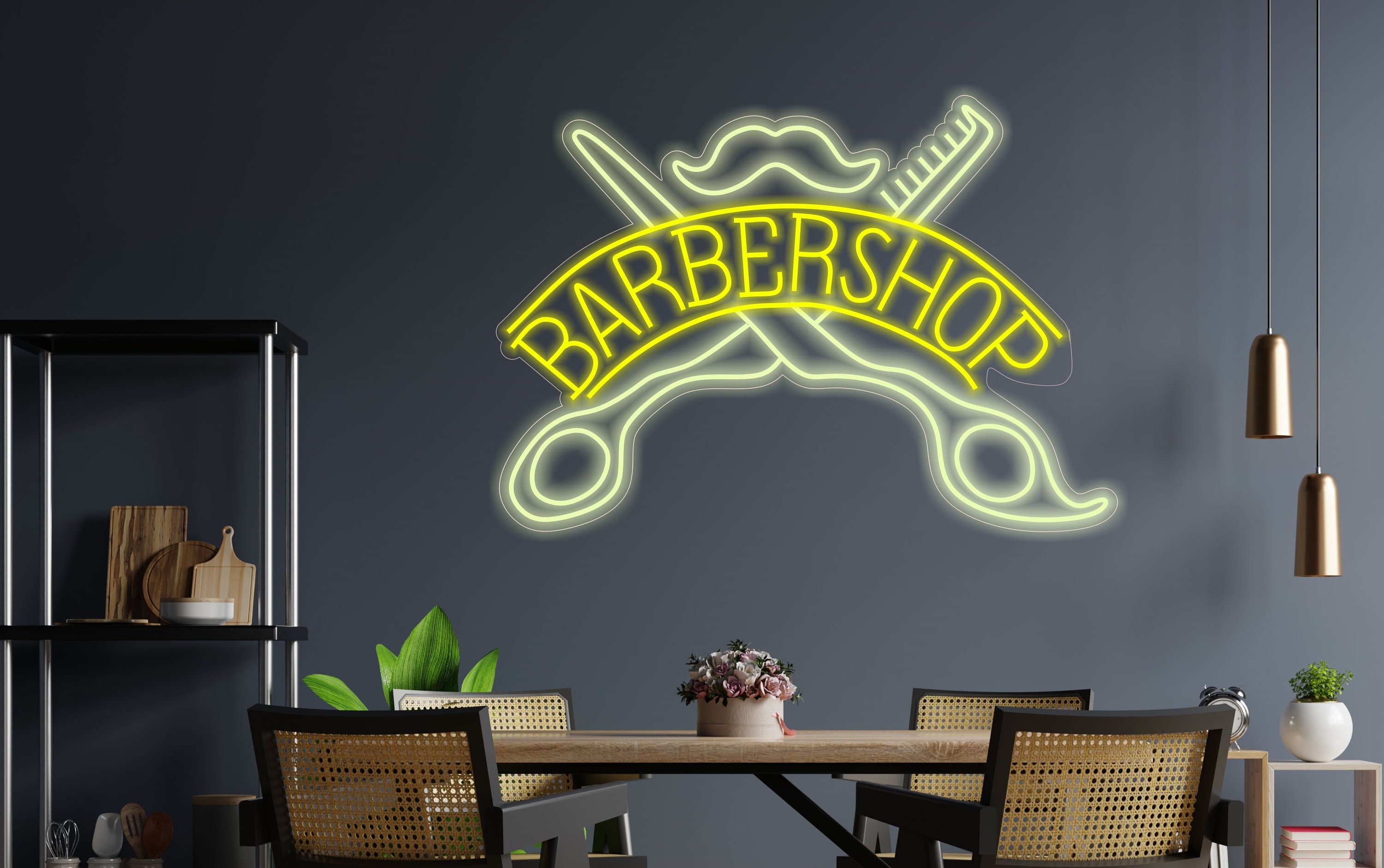 Barbershop Neon Sign, Custom Neon Sign For Barbershop, Barbershop Open Sign, Neon Haircut Sign, Neon Sign For Men's Grooming, Wall Decor