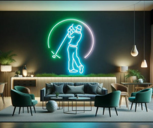 Neon Golf Sign, Neon Sign For A Golf Player Hitting A Golf Ball, Golf Game Neon Signs, Golf Led Neon Sign, Golf Ball Led Neon Sign