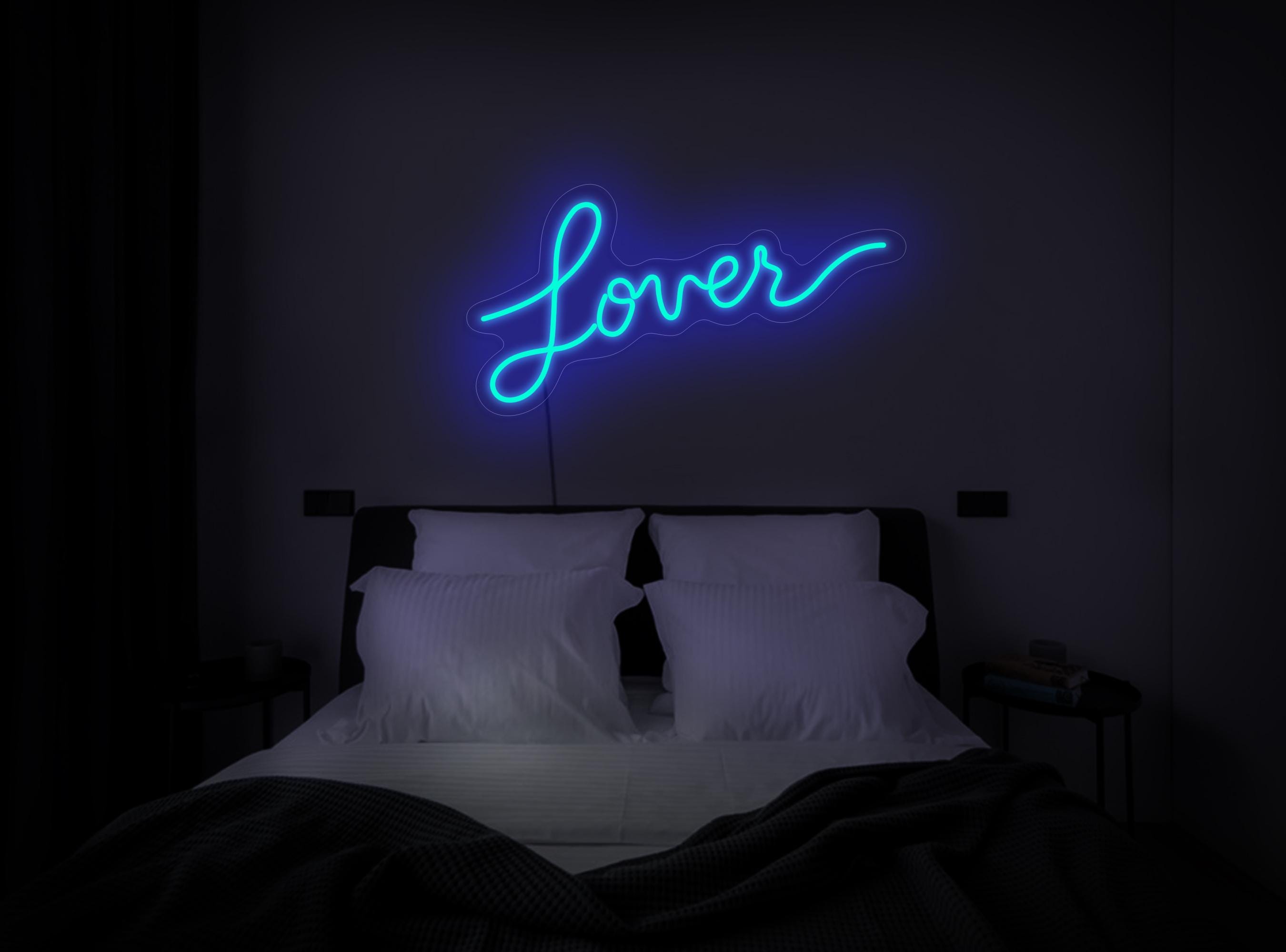 Lover Neon Sign, Lover Led Sign, Lover Sign, Neon Sign Bedroom, Romantic Neon, Neon Sign For Couple, Neon Sign Wall Decor, Lover Art Decor