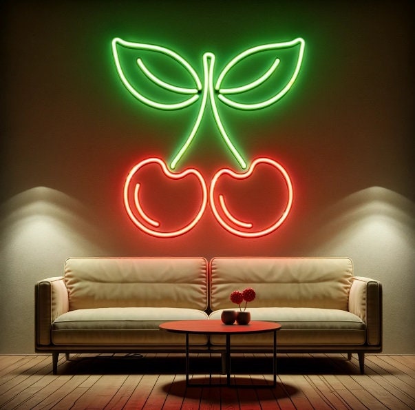 Neon Cherry Sign, Cherry Neon Sign, Neon Cherry Lights, Neon Cherry Decor, Cherry Neon Art, Neon Cherry Signage, Cherry Neon Lamp