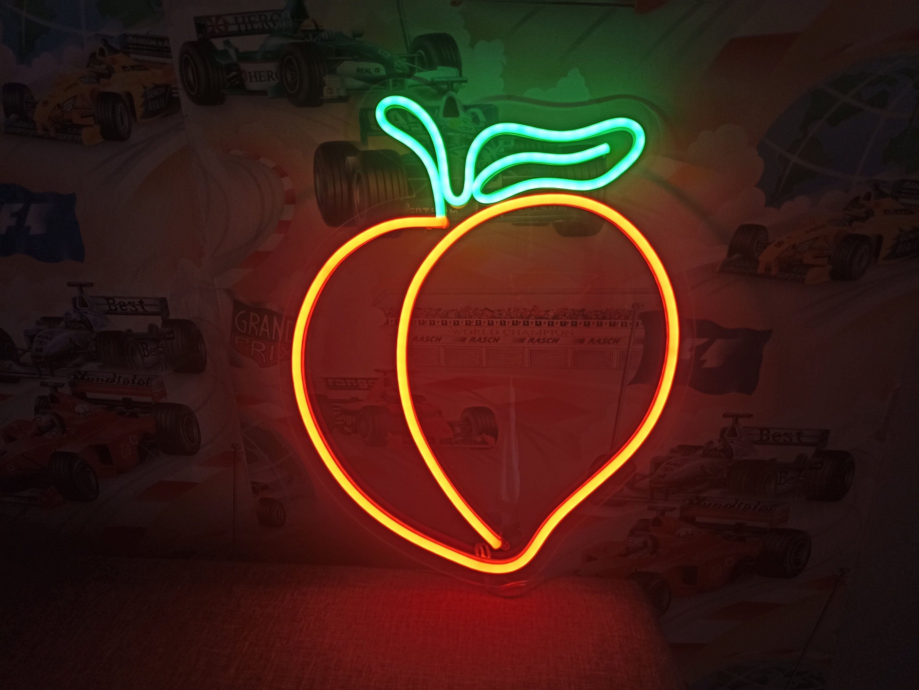Neon Peach Sign, Peach Neon Light, Peach-Shaped Neon Sign, Fruit Neon Sign, Peach Neon Display, Neon Peach Sculpture, Neon Fruit Sign
