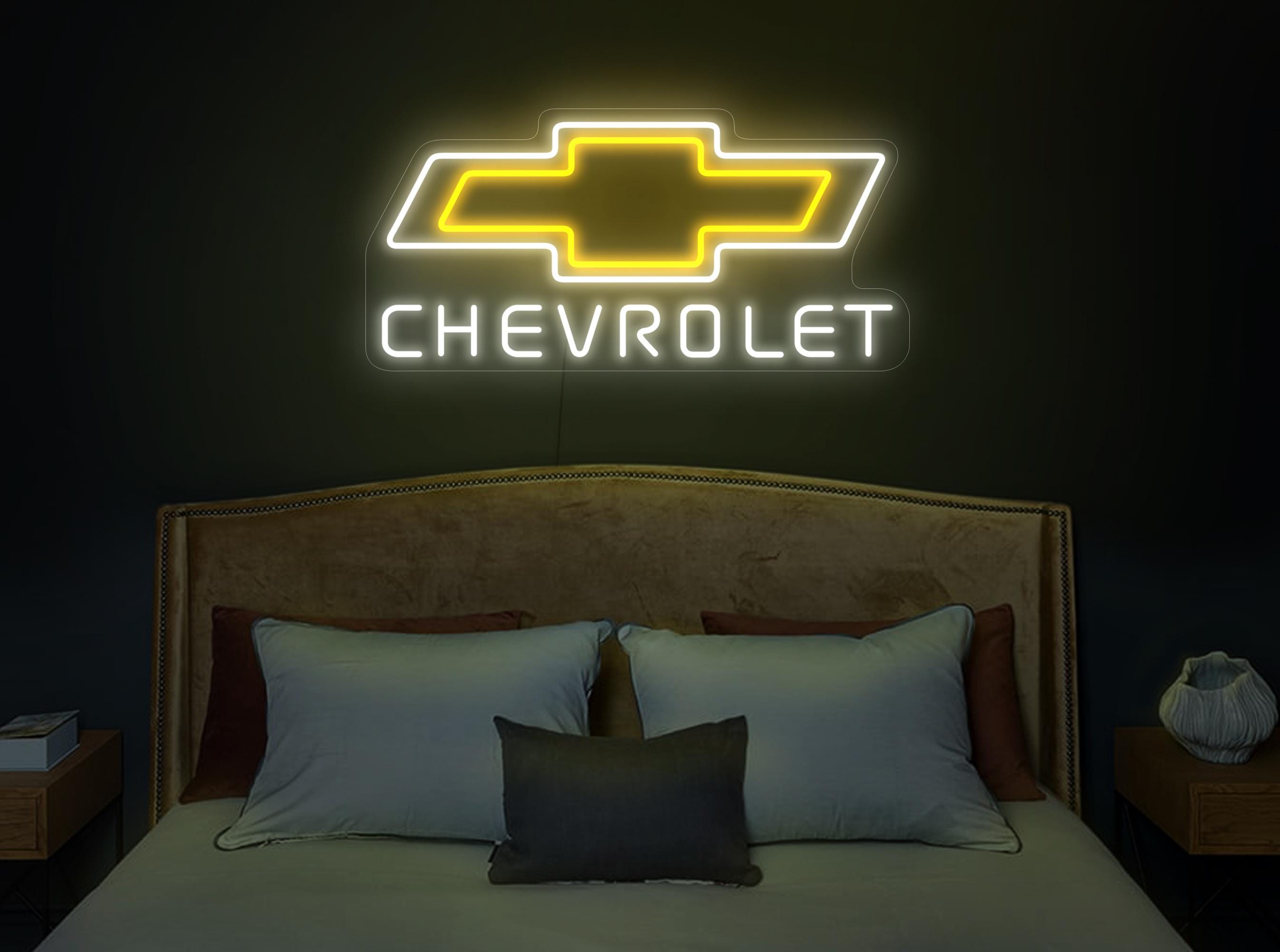 Chevrolet Neon Wall Clock, Chevrolet Led Sign, Chevrolet Logo Light, Garage Chevrolet Sign, Garage Neon Light, Man Cave Neon Sign Art