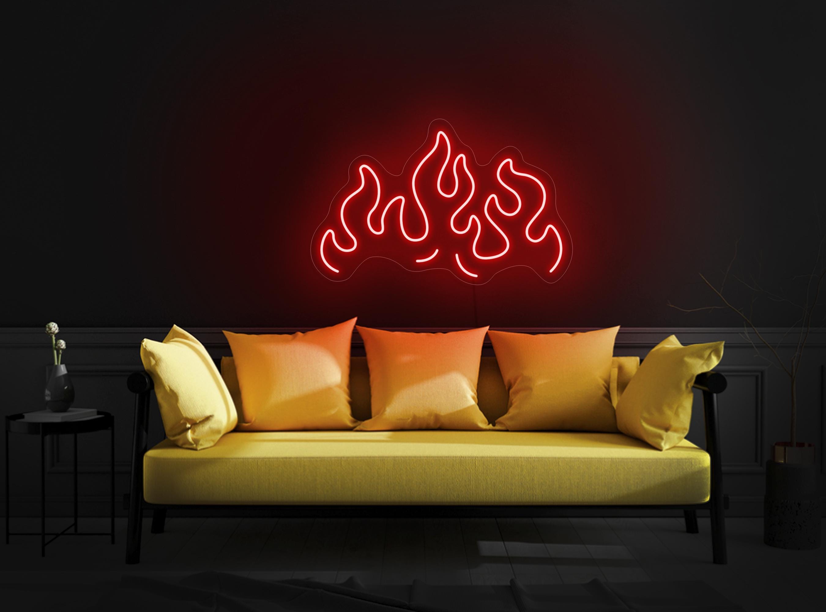 Fire Flame Neon Sign, Fire Neon Sign, Flame Neon Sign, Hot Led Sign, Fireplace Sign, Aesthetic Neon, Neon Sign Bedroom, Fire Flame Art Decor