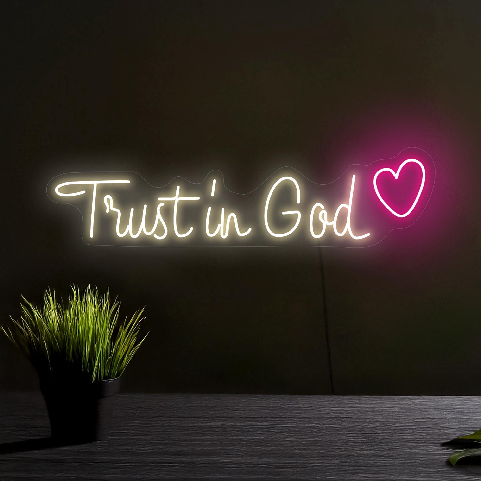 Trust In God Neon Sign, Christian Neon Sign, Faith Neon Sign, Religious Neon Sign, Christian Wall Art Decor