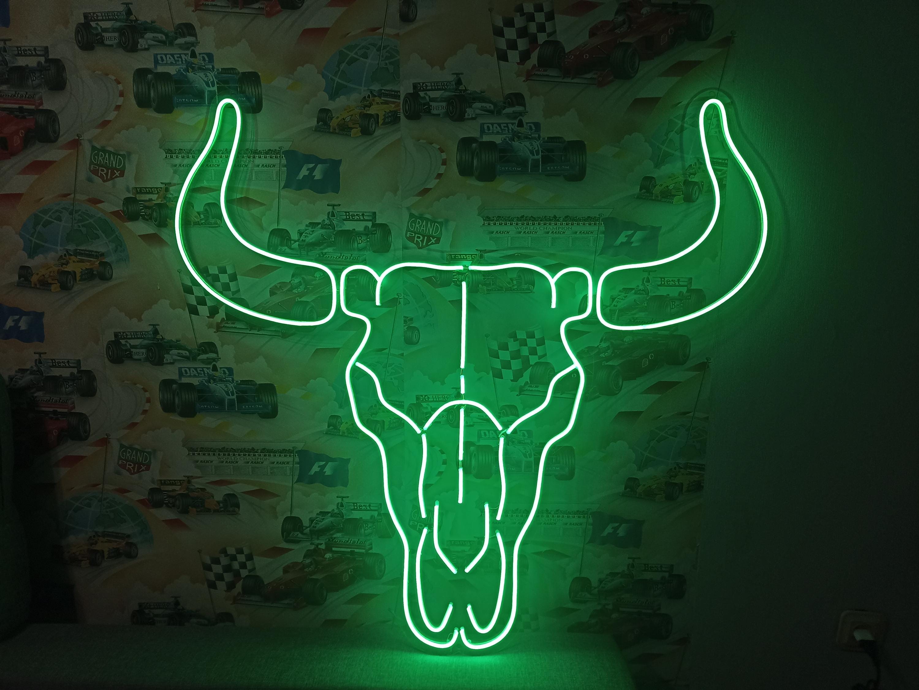 Bull Skul Neon Sign, Longhorn Skull Neon Sign, Cow Skull Neon Sign, Western-Themed Neon Sign