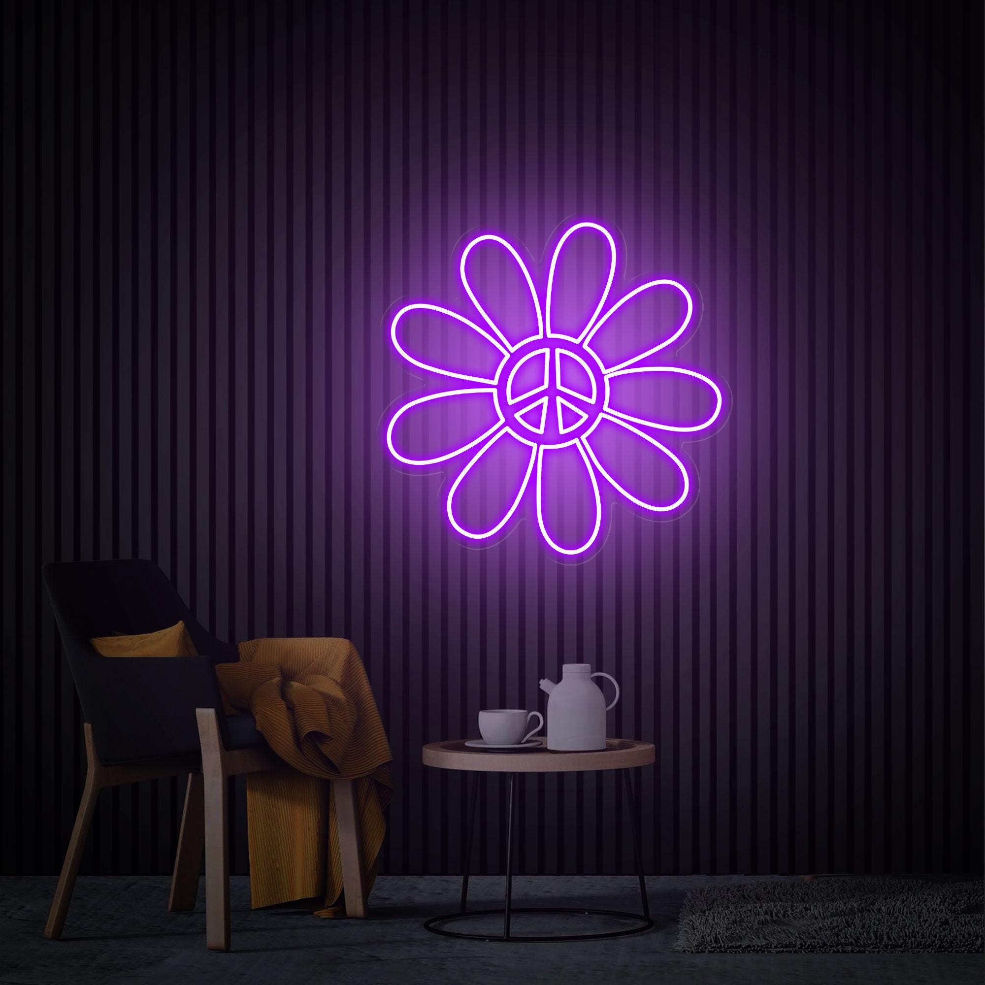Peace Symbol Neon Sign, Peace Flower Neon Light, Custom Neon Sign, Home Bedroom Neon Wall Art Gift, Office Decor Christmas Gifts Led Light