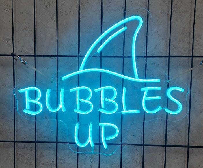 Bubbles Up Neon Sign, Shark Fin Led Sign, Shark Neon Light, Fins Up Sign, Margaritaville Neon Sign, Bubbles Up Decor, Margaritaville Decor