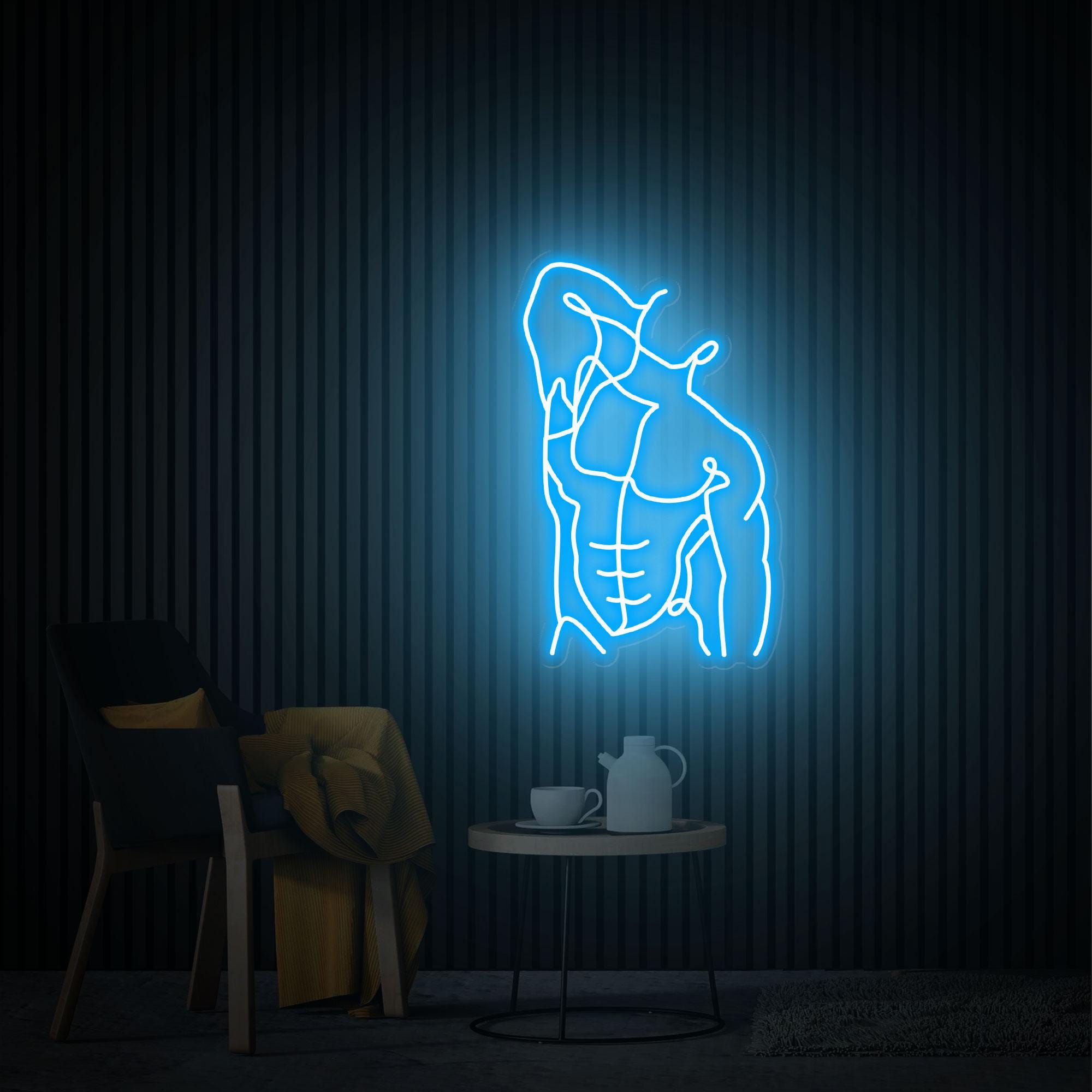 Man Neon Sign, Man Art, Male Body Art, Custom Neon Sign, Bedroom Wall Decor, Masculine Man Wall Art, Man Body Wall Art, Gay Love Art Gift