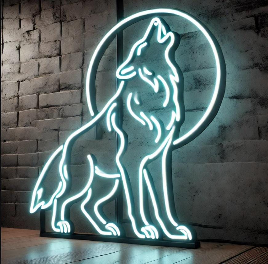 Wolf Head Neon Sign, Howling Wolf Neon Sign, Neon Wolf Light, Custom Wolf Neon Sign, Jungle Theme Neon Sign, Forest Predator