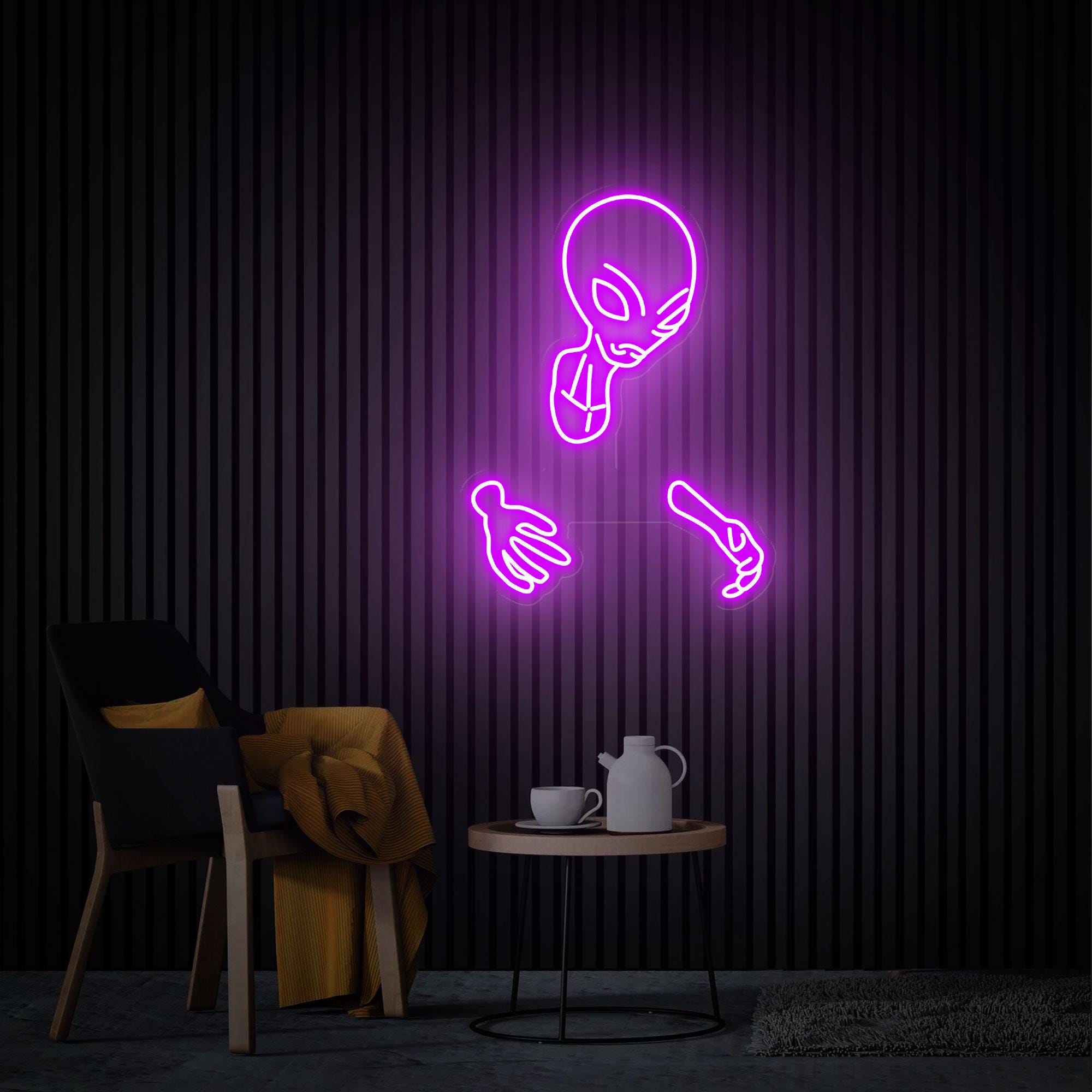 Alien Invasion Neon Sign, Funny Alien Led Sign, Custom Neon Sign, Alien Cartoon Wall Art, Shop Bar Pub Man Cave Hip Hop Party Wall Decor