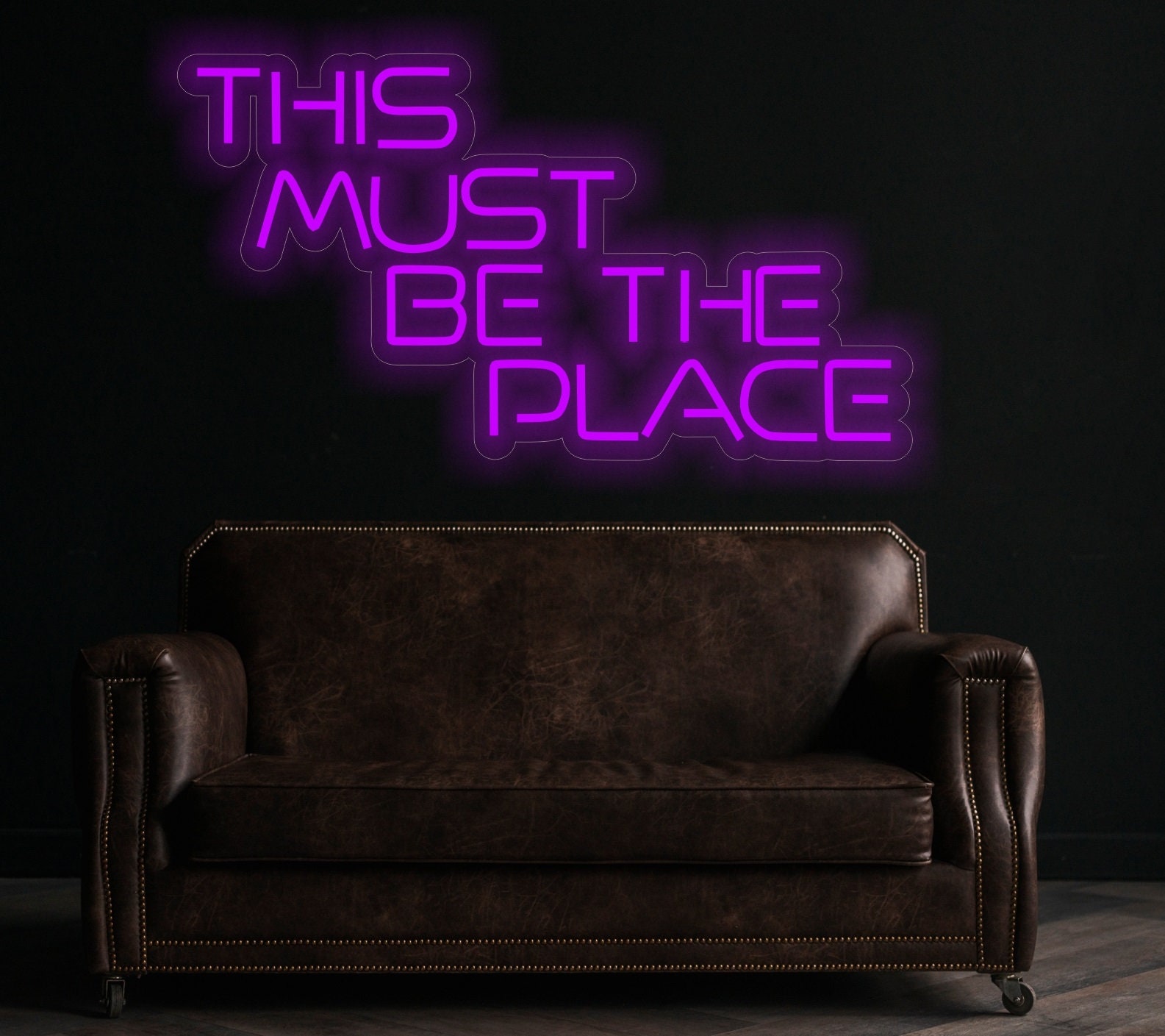 Neon Sign This Must Be The Place, Neon Sign Quote This Must Be The Place, Motivational Quote Neon Sign, Neon Sign Decor, Neon Sign Art