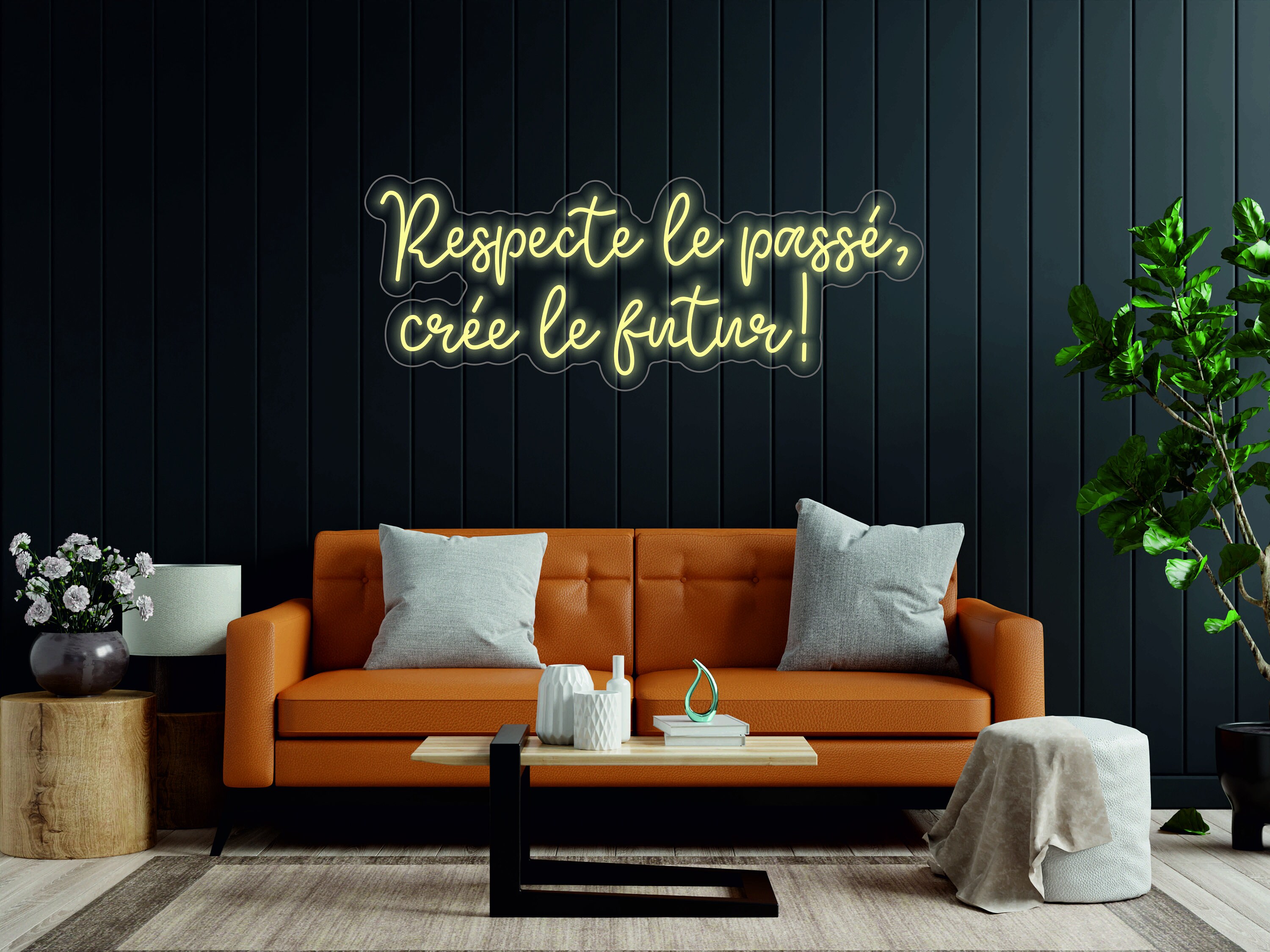 Respecte Le Passé, Crée Le Futur! - Led Light Neon Sign, French Expressions, Motivational Quotes Neon Sign
