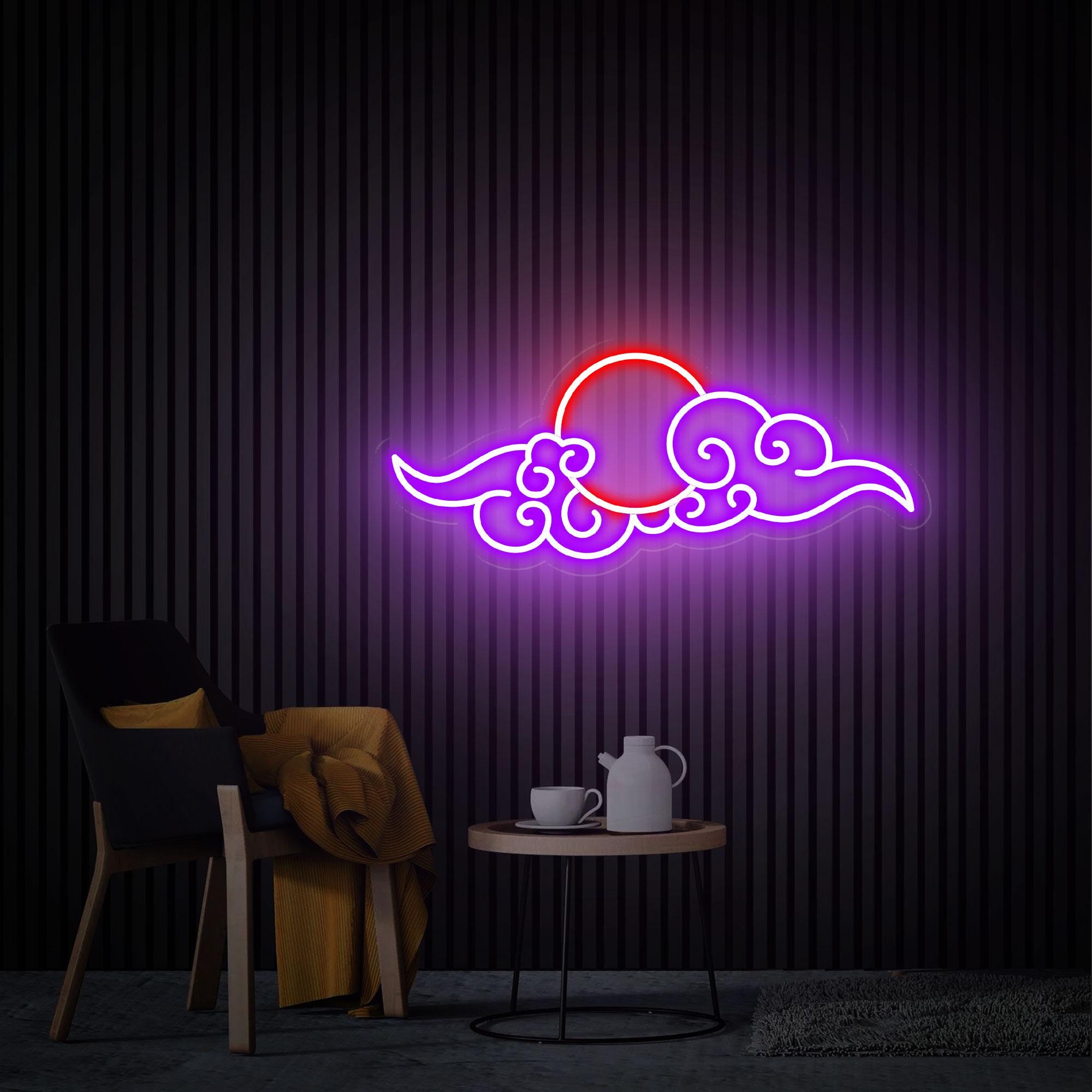 Anime Cloud Sunset Neon Sign, Anime Neon Sign, Neon Wall Art, Custom Neon Gift, Anime Art Manga Art, Kids Room Decor, Nursery Anime Room Art