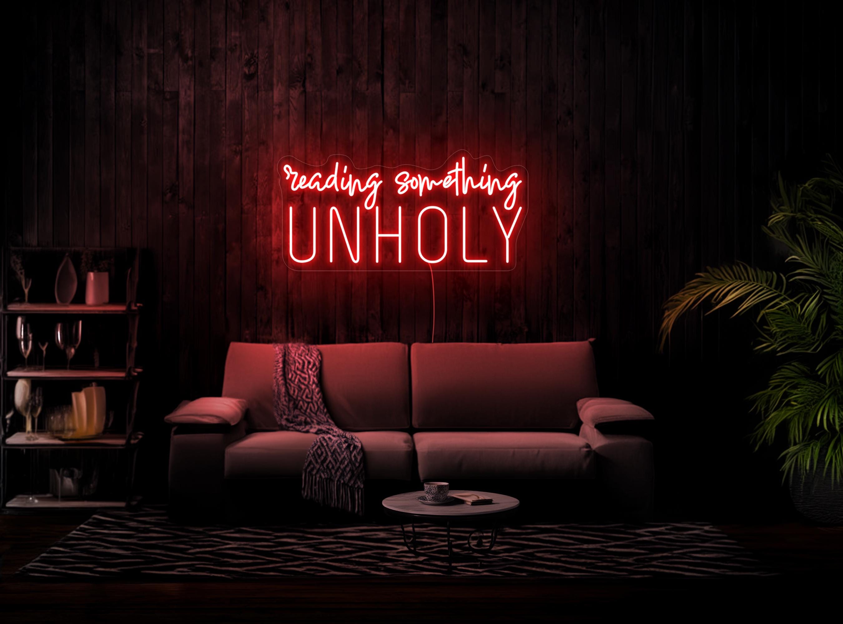 Reading Something Unholy Neon Sign, Reading Neon Sign, Library Neon Sign, Bookish Neon Sign, Bookworm Gift, Bookish Decor, Library Art Decor