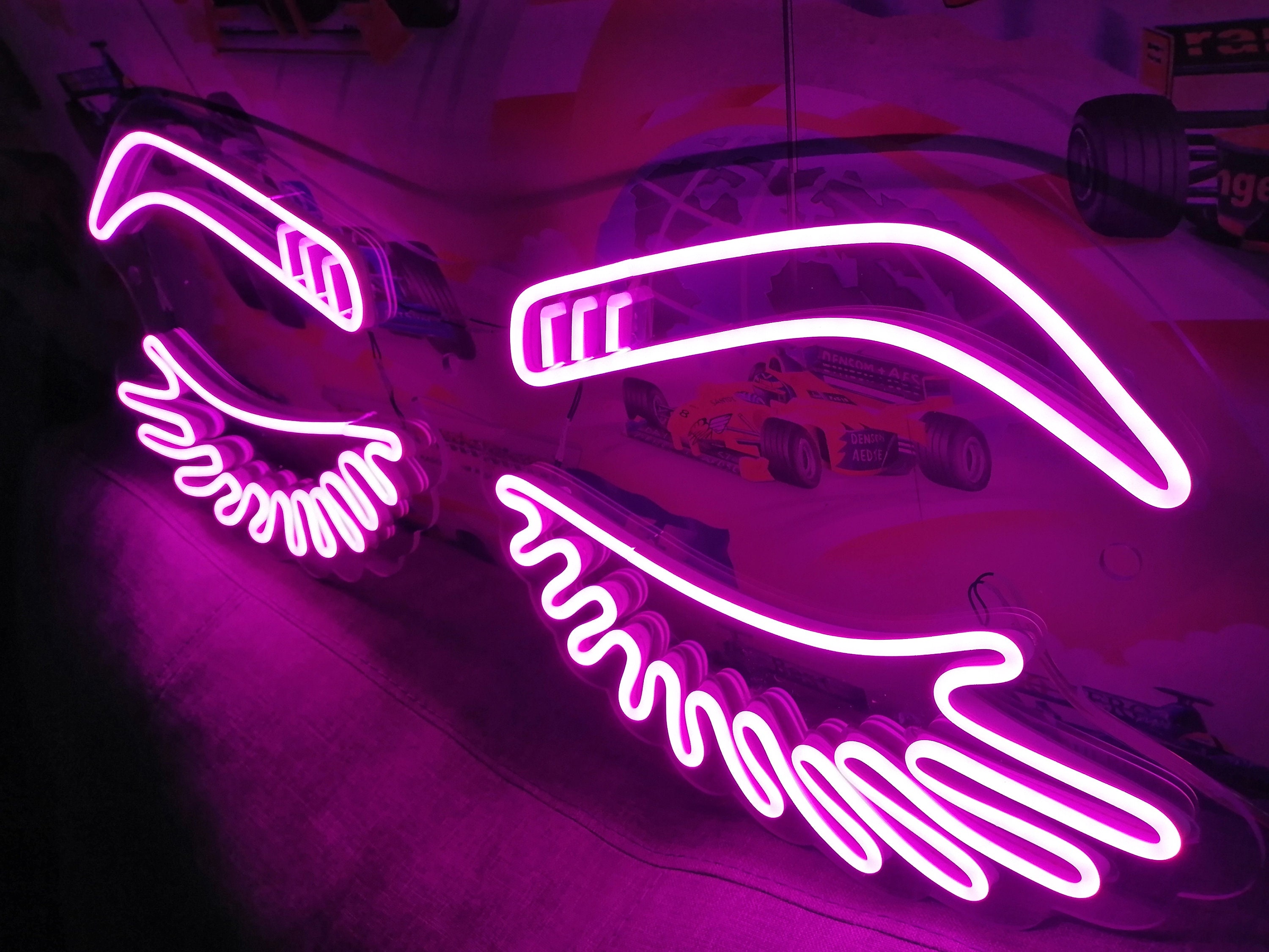 Eyelashes Led Neon Sign, Beauty Salon Sign, Custom Neon Sign, Wall Decor, Girl Face & Eyebrows, Decoration In A Beauty Salon, Wall Decor