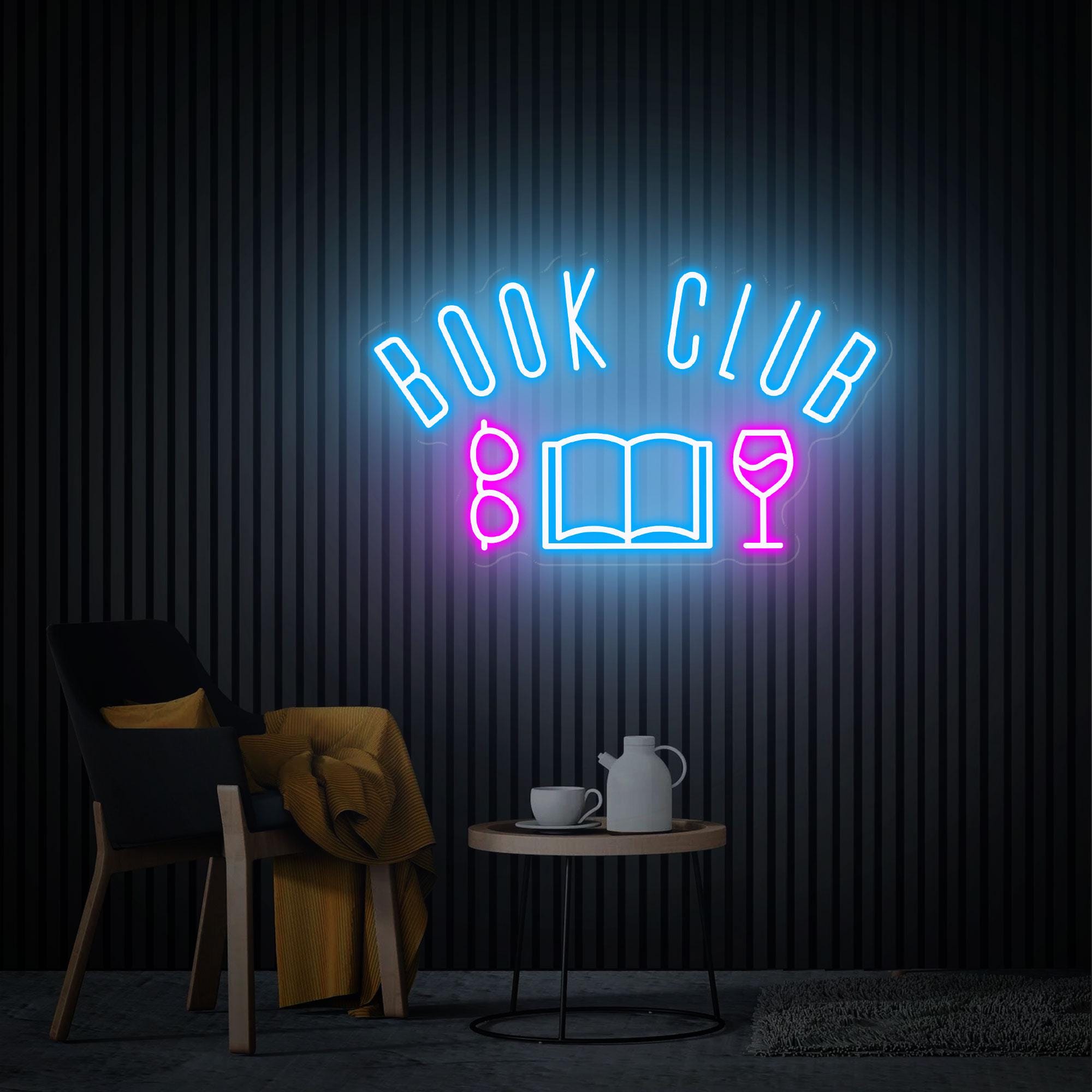Book Club Neon Sign, Custom LED Neon Sign For Party, Neon Light Dining Room Wall Decor Art, Housewarming Party Gift LED Light