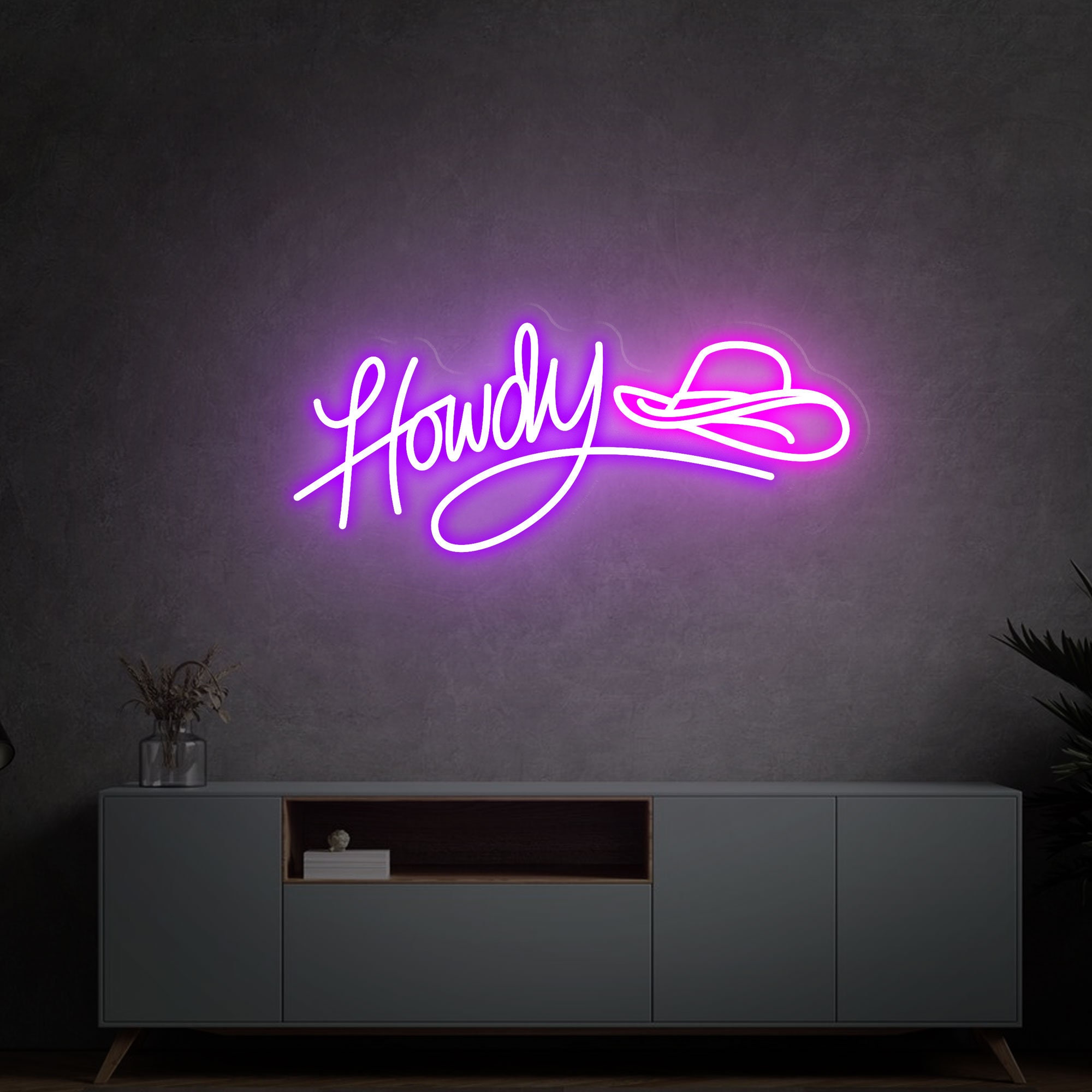 Howdy Neon Sign, Led Cowboy Hat Sign, Western Led Sign, North American Greeting Neon Light, Light Up Cowboy Party Decor Signs