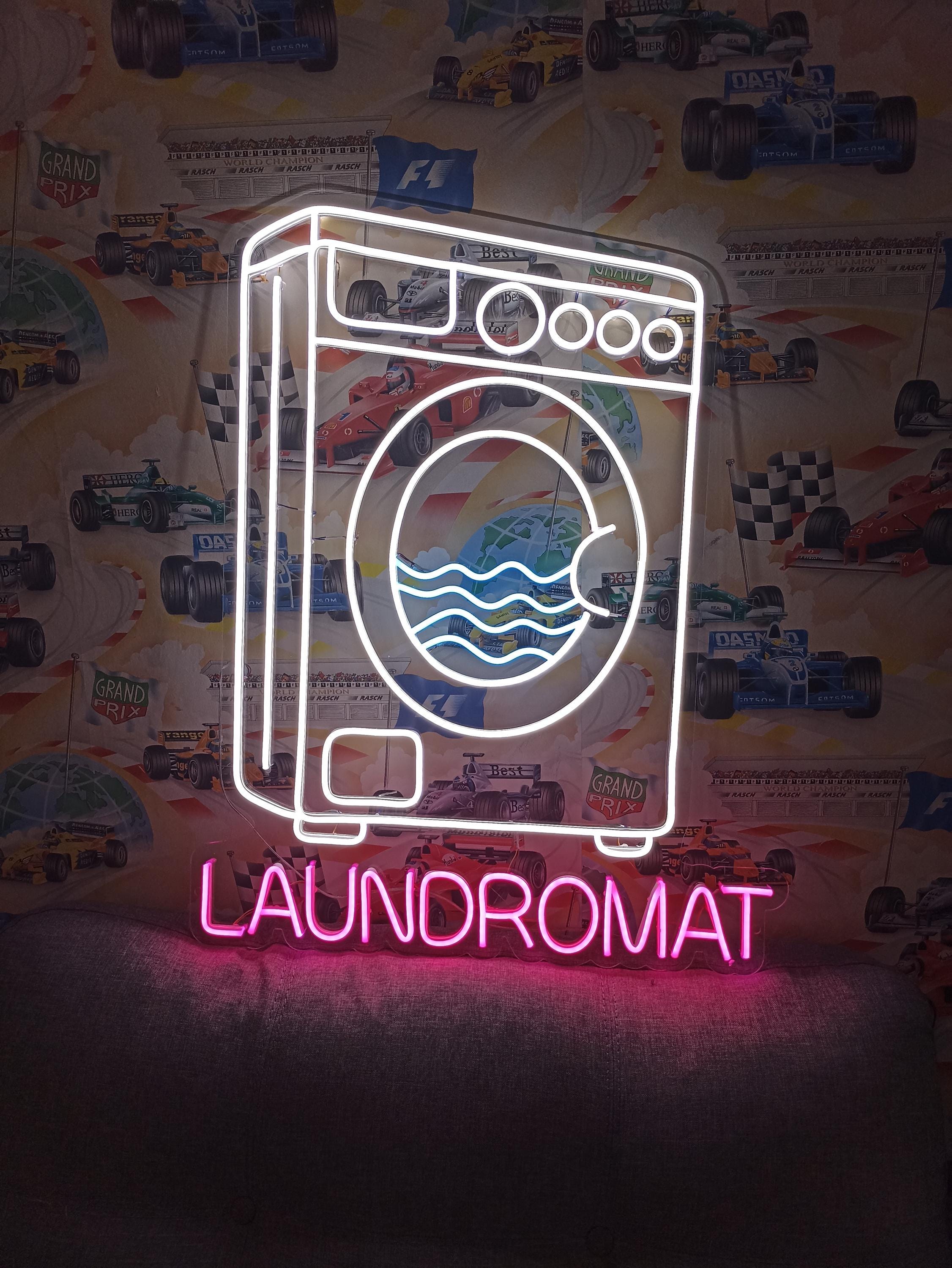Laundry Machine Neon Sign, Laundry Appliance Neon Sign, Laundry Device Neon Sign, Laundromat Automaton Neon Sign, Fabric Washer Led Light