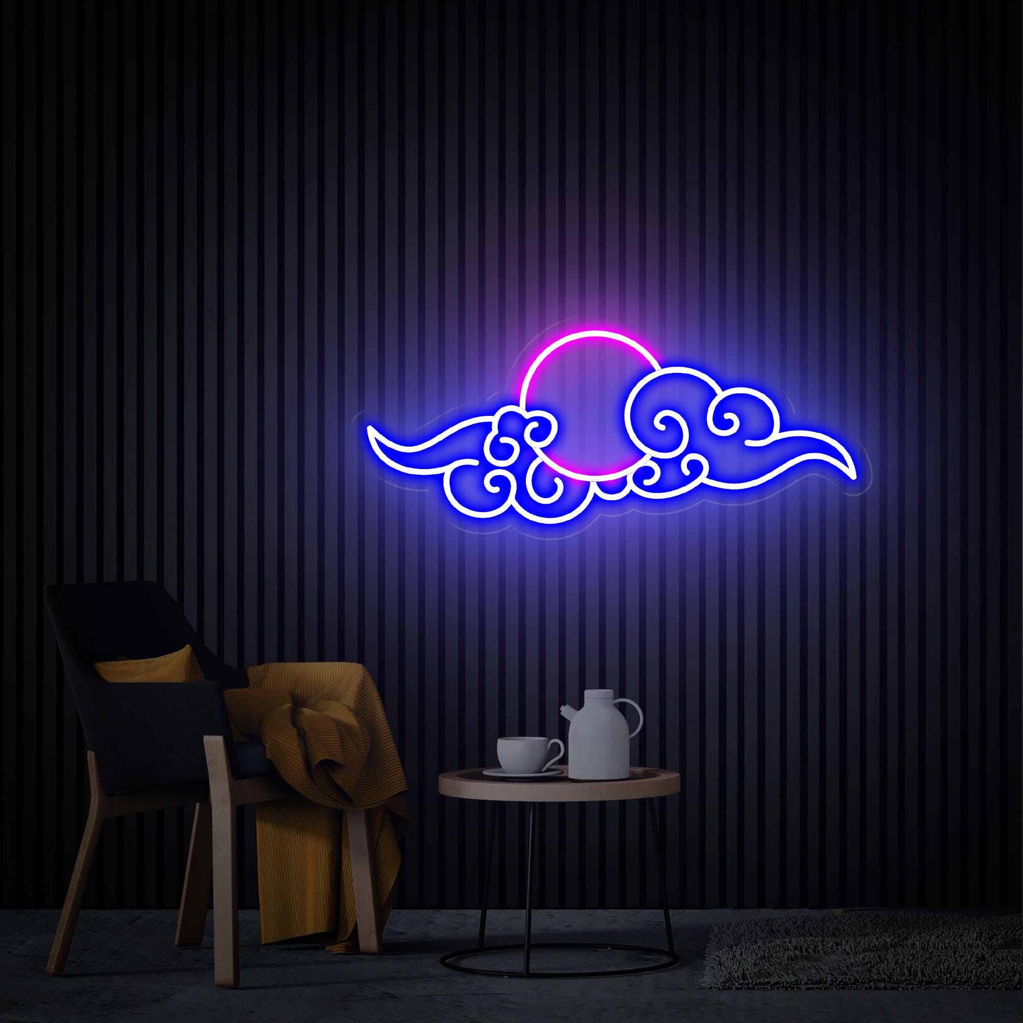Anime Cloud Sunset Neon Sign, Anime Neon Sign, Neon Wall Art, Custom Neon Gift, Anime Art Manga Art, Kids Room Decor, Nursery Anime Room Art