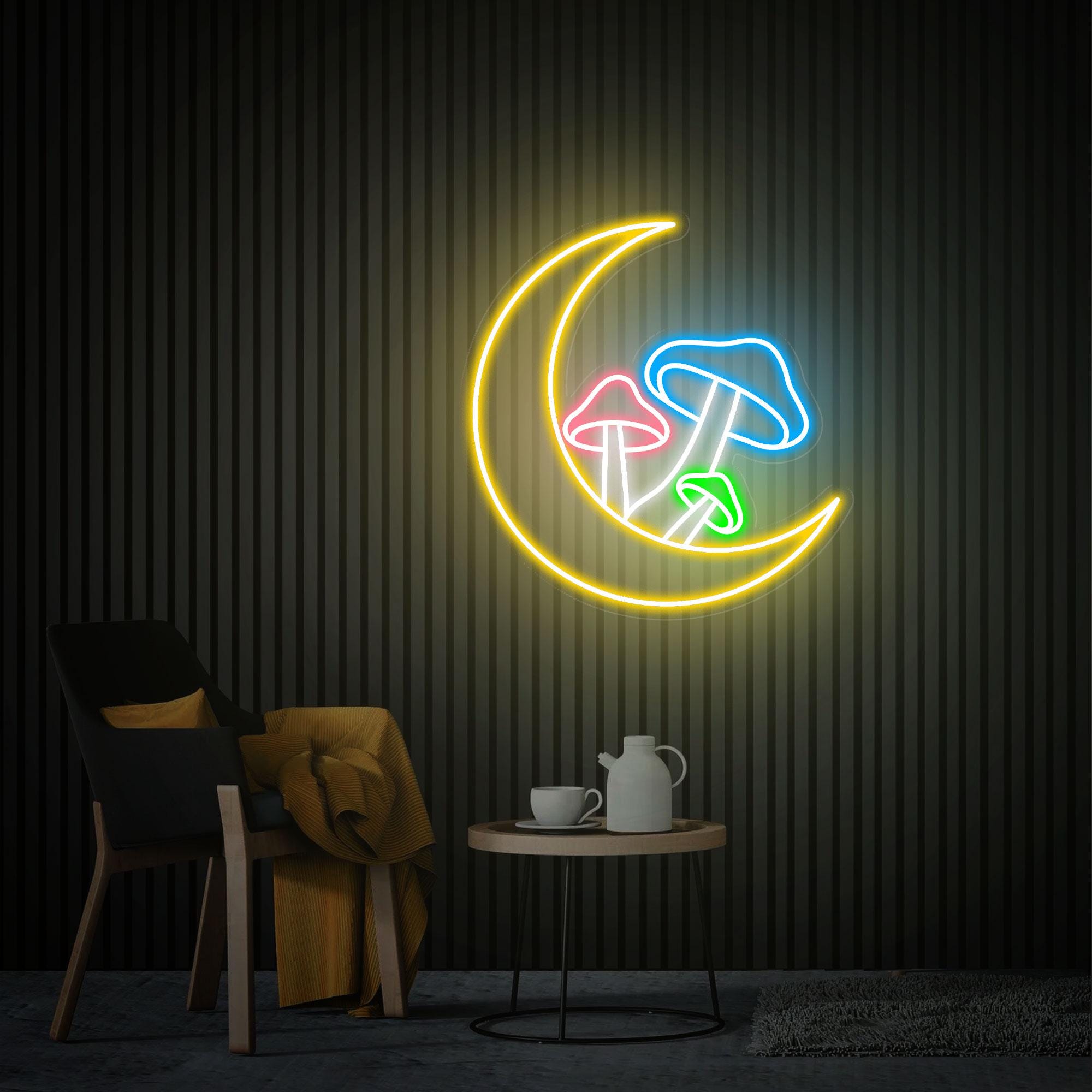 Moon Mushroom Neon Sign, Moon Phase Mushroom Neon Light, Custom Mushroom Neon Sign, Neon Wall Art Gift, Kids Room Decor Personalized Gifts