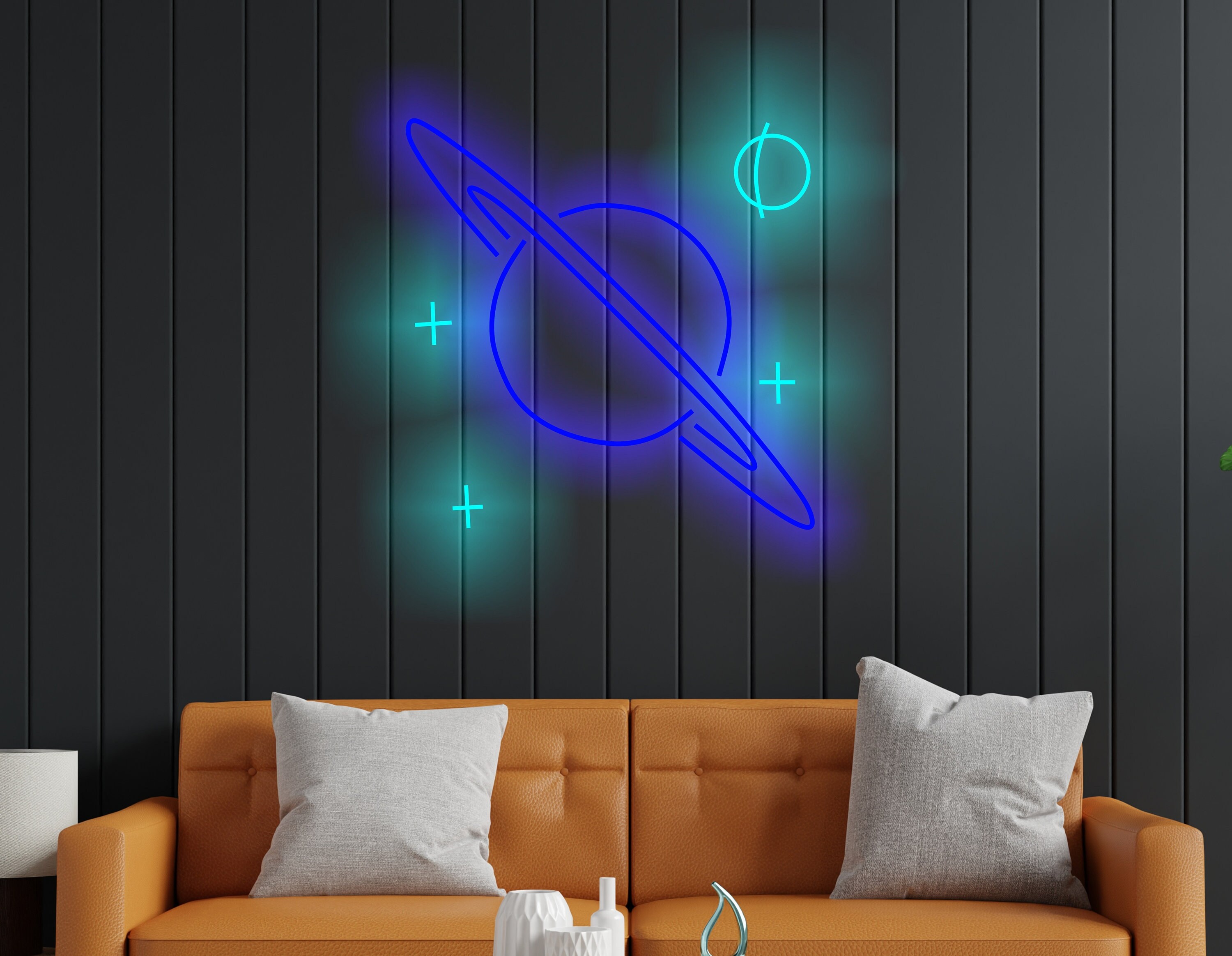 Planet Neon Sign, Saturn Planet Neon Sign, Planet Galaxy Neon Signs, Custom Saturn Led Decor, Space Led Neon