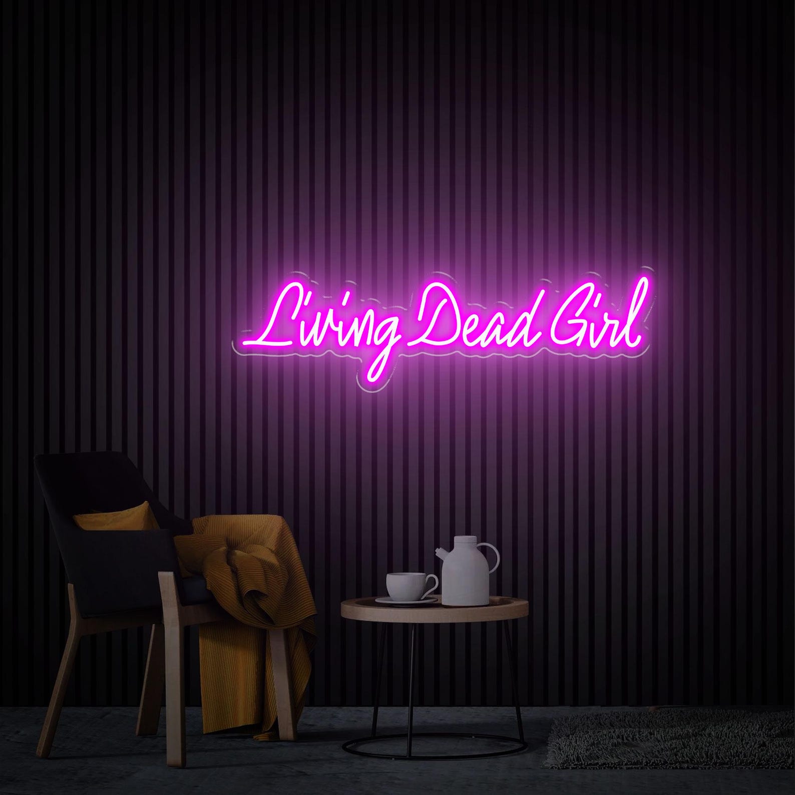 Living Dead Girl Neon Sign, Custom Goth Room Decor, Dark Humor Led Light Sign, Goth Style Bedroom Decoration, Gothic Birthday Gift