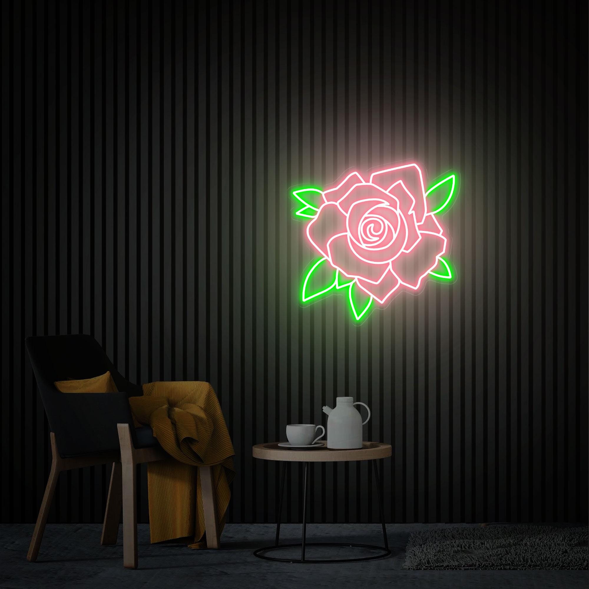Rose Neon Sign, Flower Neon Sign, Custom Led  Light Sign for Bedroom Home Wall Decor, Flower Shop Decor Neon Art, Personalized Gift for Her