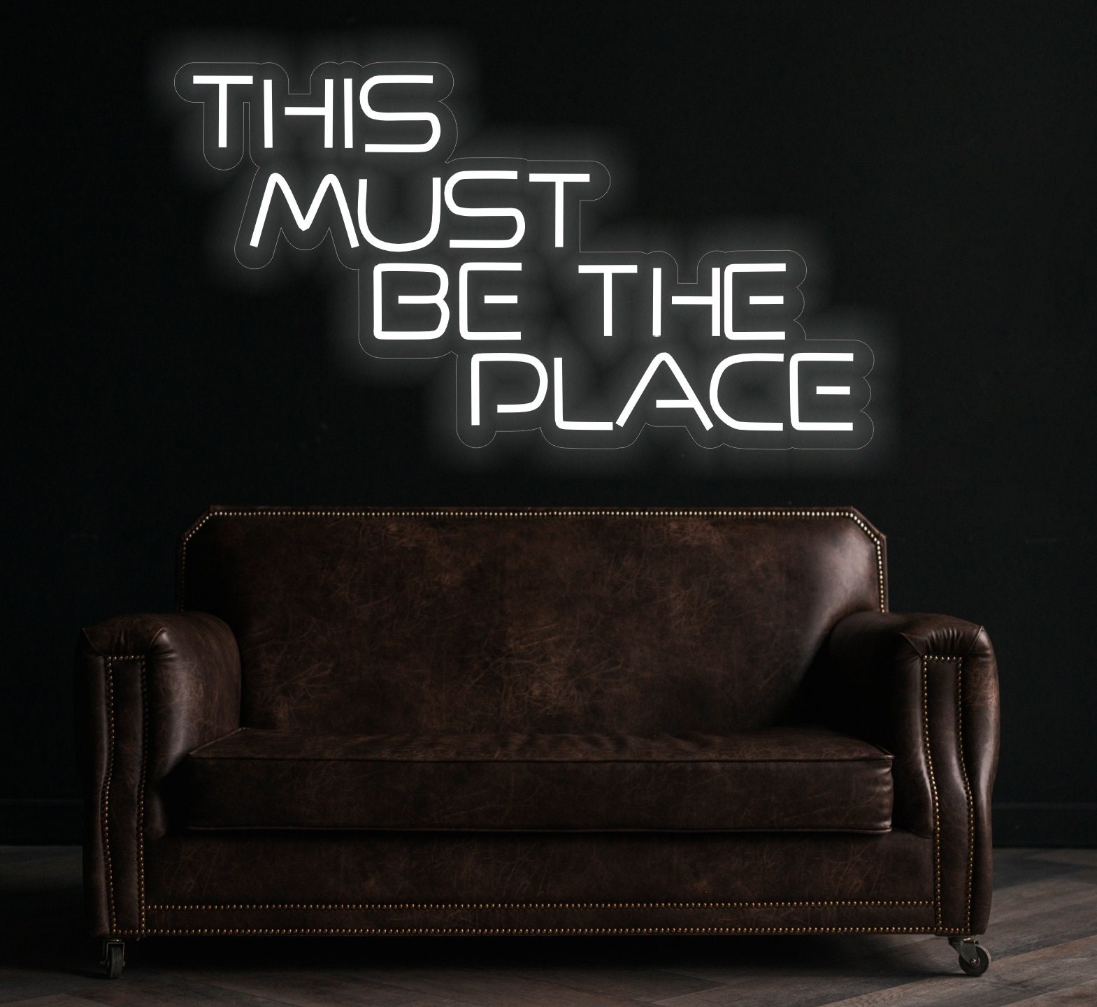 Neon Sign This Must Be The Place, Neon Sign Quote This Must Be The Place, Motivational Quote Neon Sign, Neon Sign Decor, Neon Sign Art