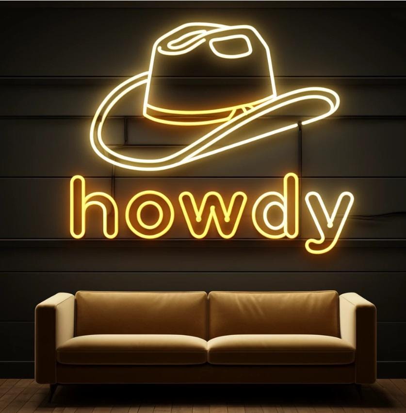 Cowboy Hat Howdy Neon Sign, Howdy Neon Sign, Man Cave Wall Decor, Neon Cowboy Hat Sign, Cowboy Party Decor Led Light, Cowboy Hat Decoration